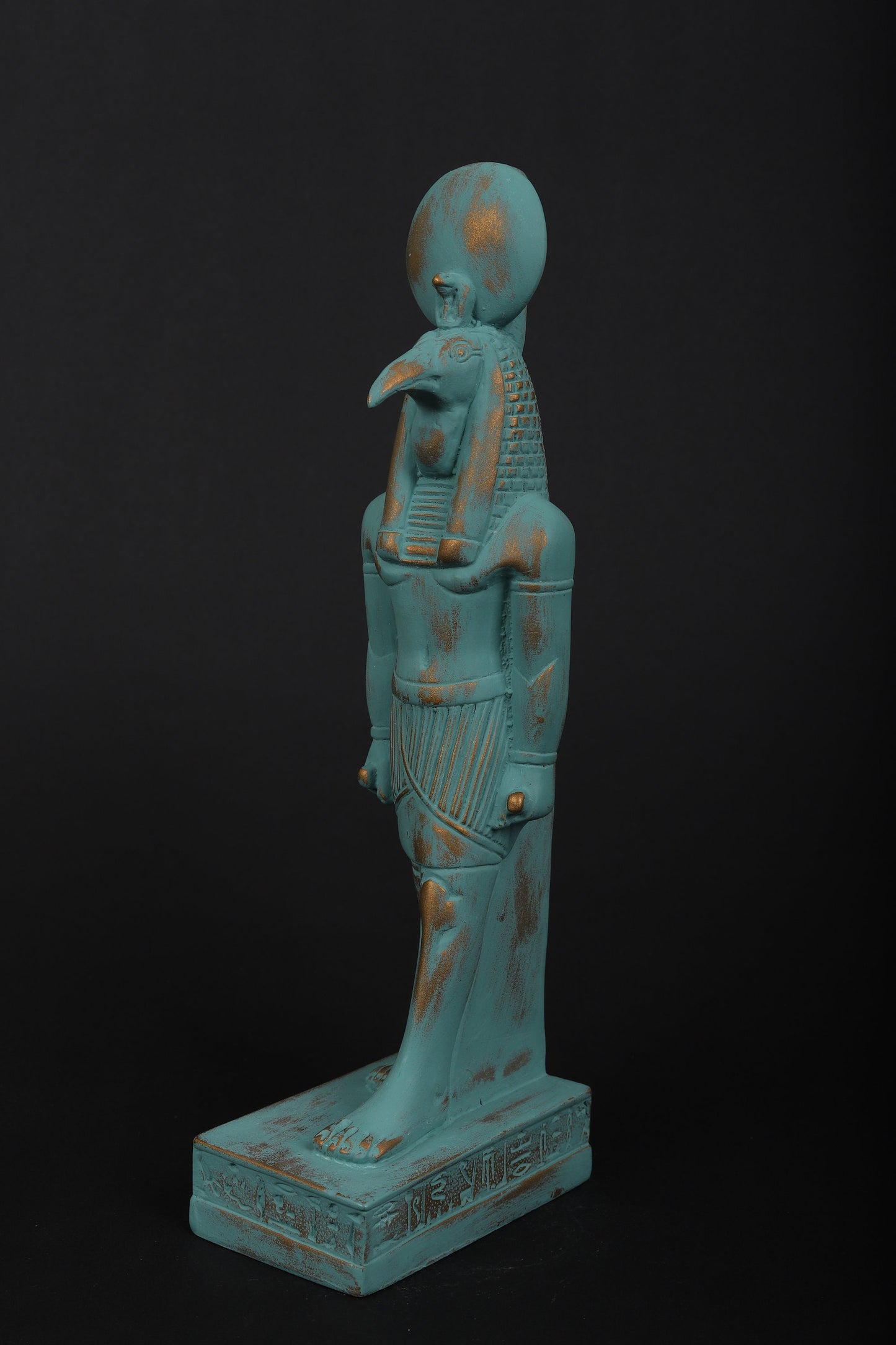 Statue of Egyptian Thoth Symbol of Wisdom and Justice with green color and gold antique color made in Egypt