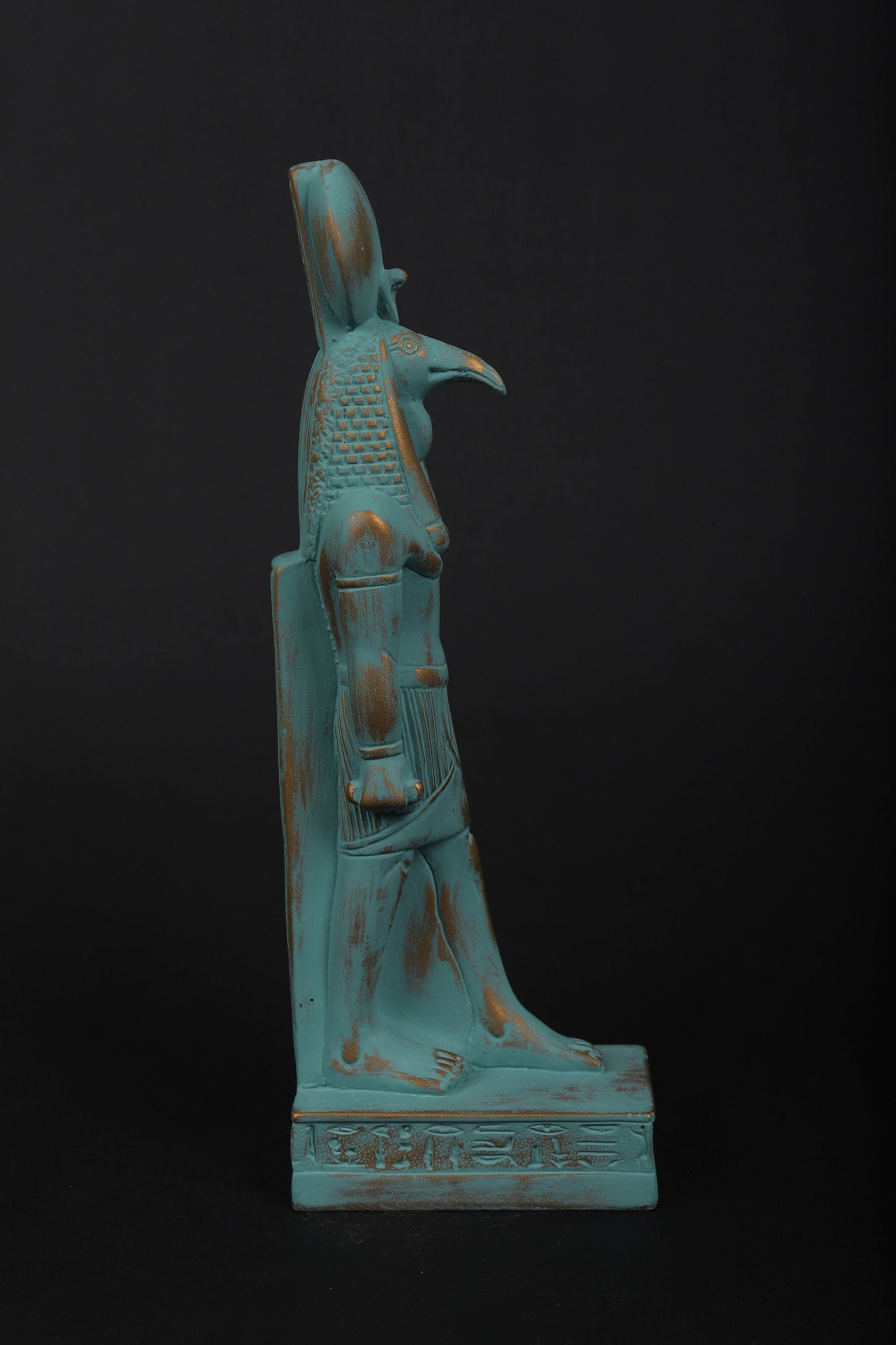 Statue of Egyptian Thoth Symbol of Wisdom and Justice with green color and gold antique color made in Egypt