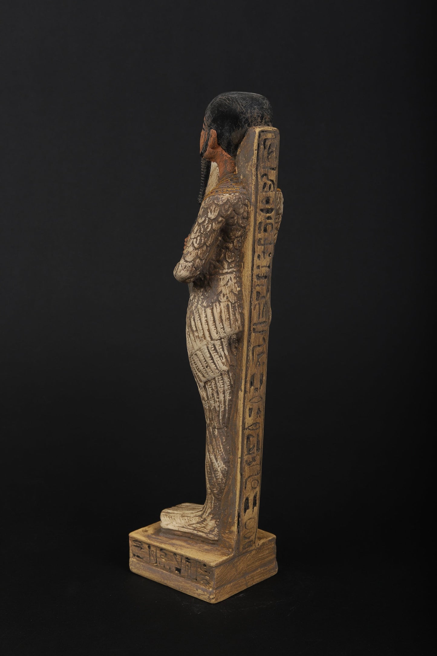 Unique statue of the Egyptian Lord Ptahhotep wearing a featherd, Minster and Philosopher writer of the world Oldest Book (2200 BCE)