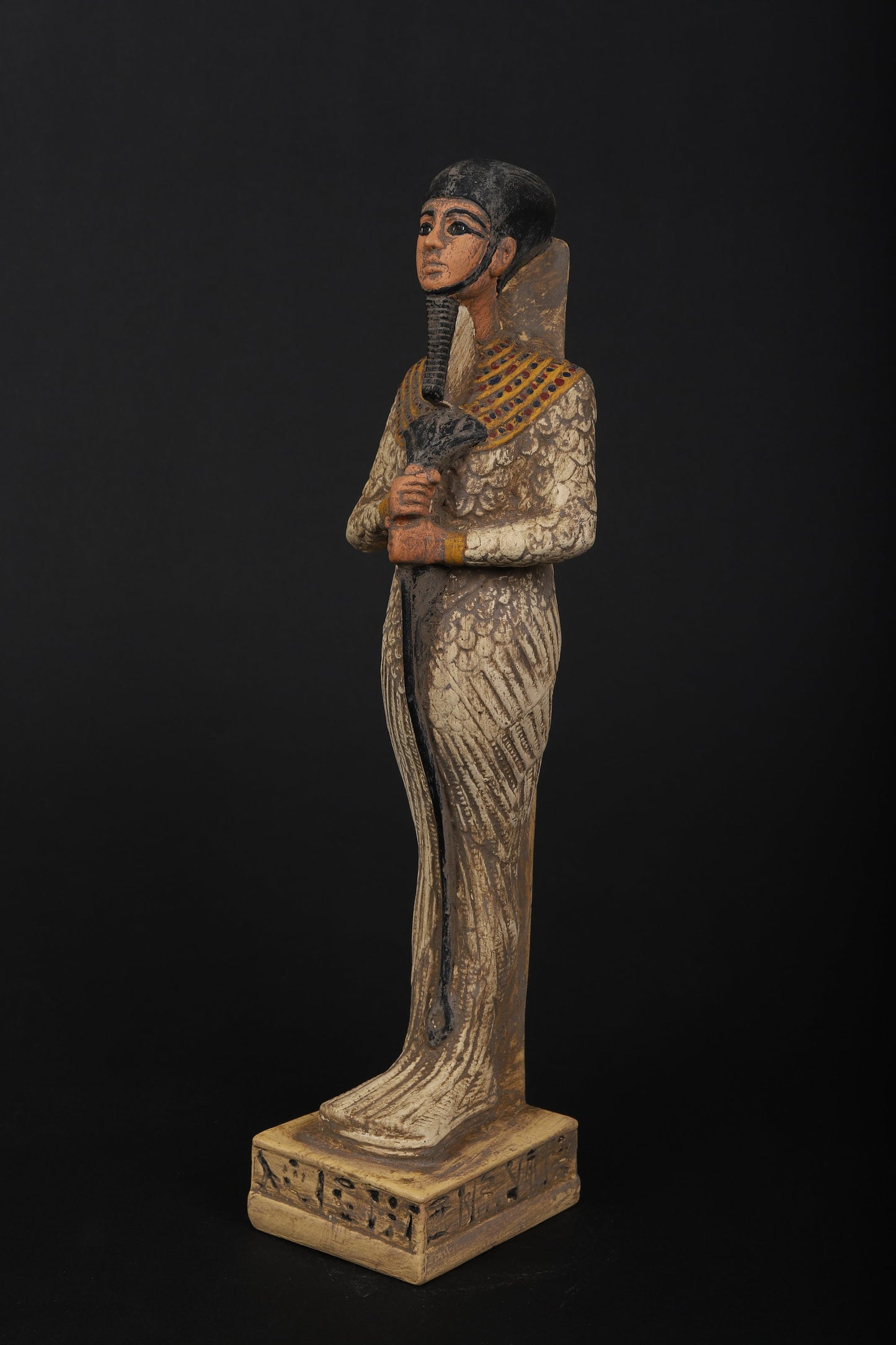 Unique statue of the Egyptian Lord Ptahhotep wearing a featherd, Minster and Philosopher writer of the world Oldest Book (2200 BCE)