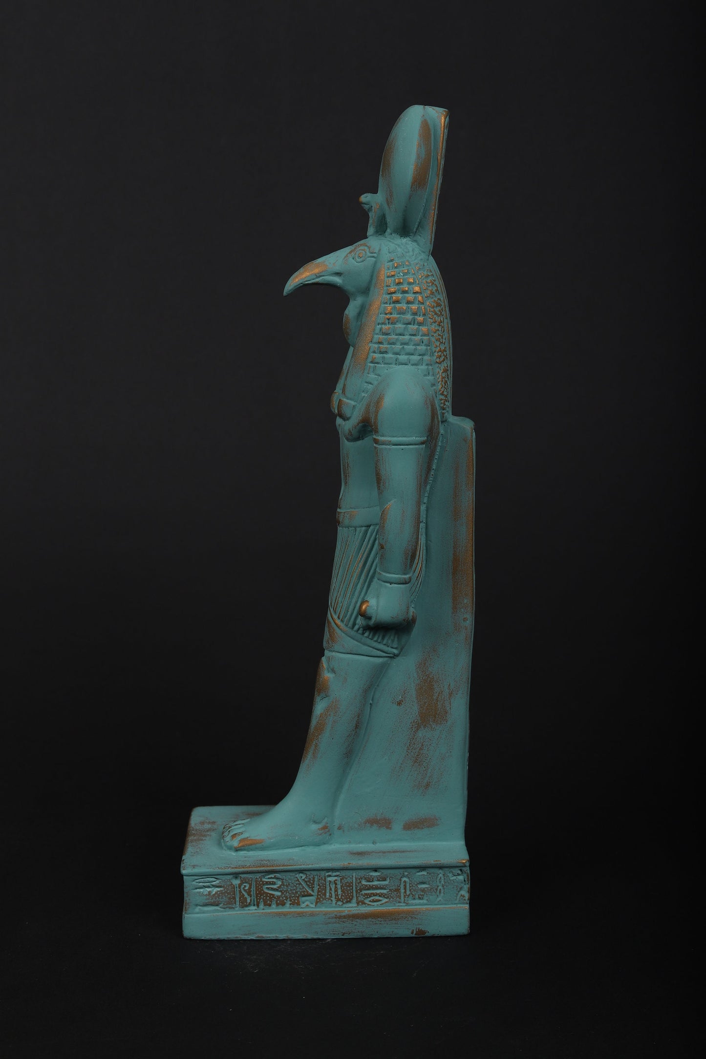 Statue of Egyptian Thoth Symbol of Wisdom and Justice with green color and gold antique color made in Egypt