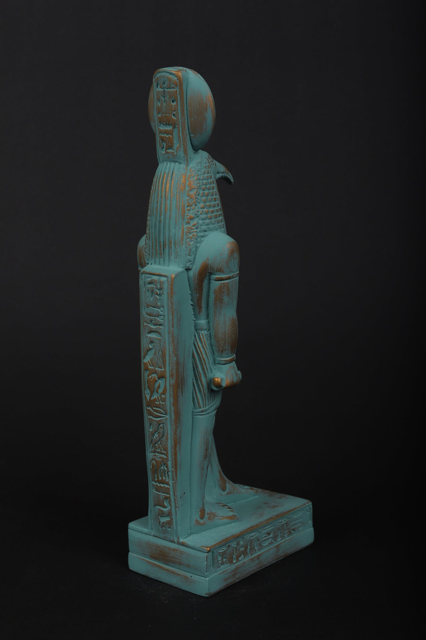 Statue of Egyptian Thoth Symbol of Wisdom and Justice with green color and gold antique color made in Egypt