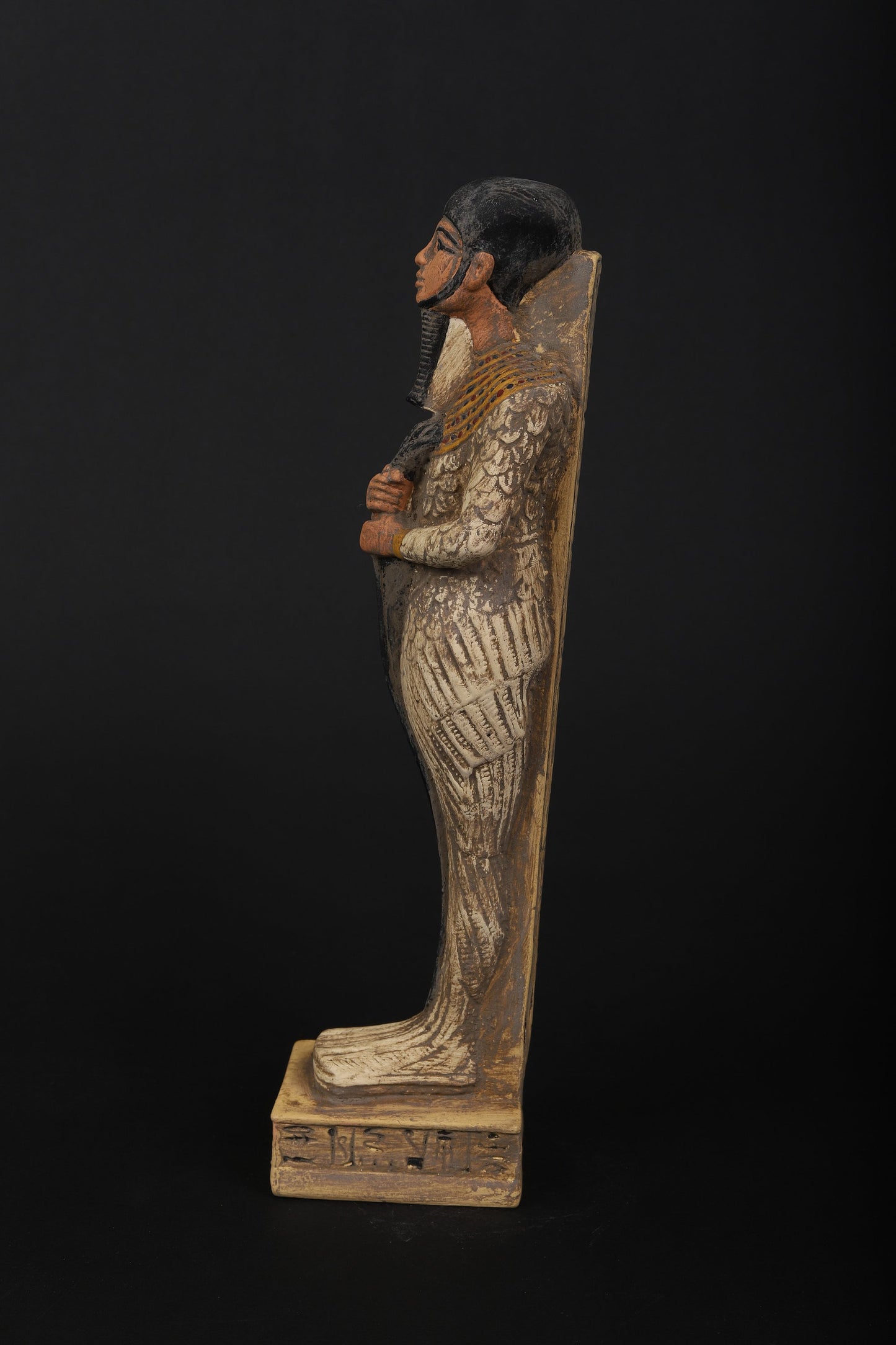 Unique statue of the Egyptian Lord Ptahhotep wearing a featherd, Minster and Philosopher writer of the world Oldest Book (2200 BCE)