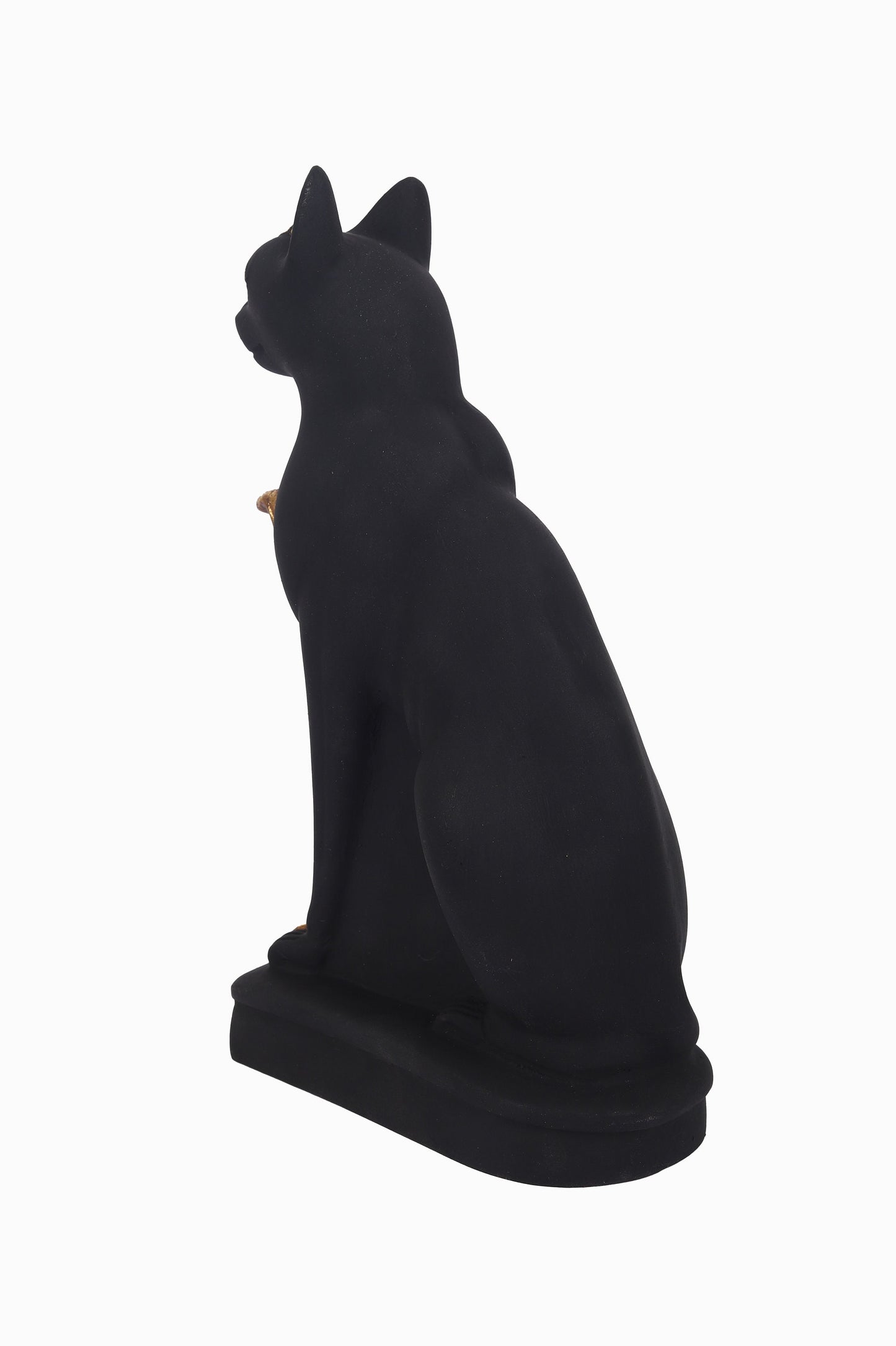 Statue of Egyptian Bastet Cat made of heavy stone, Copper and it's eyes made of Natural Amber