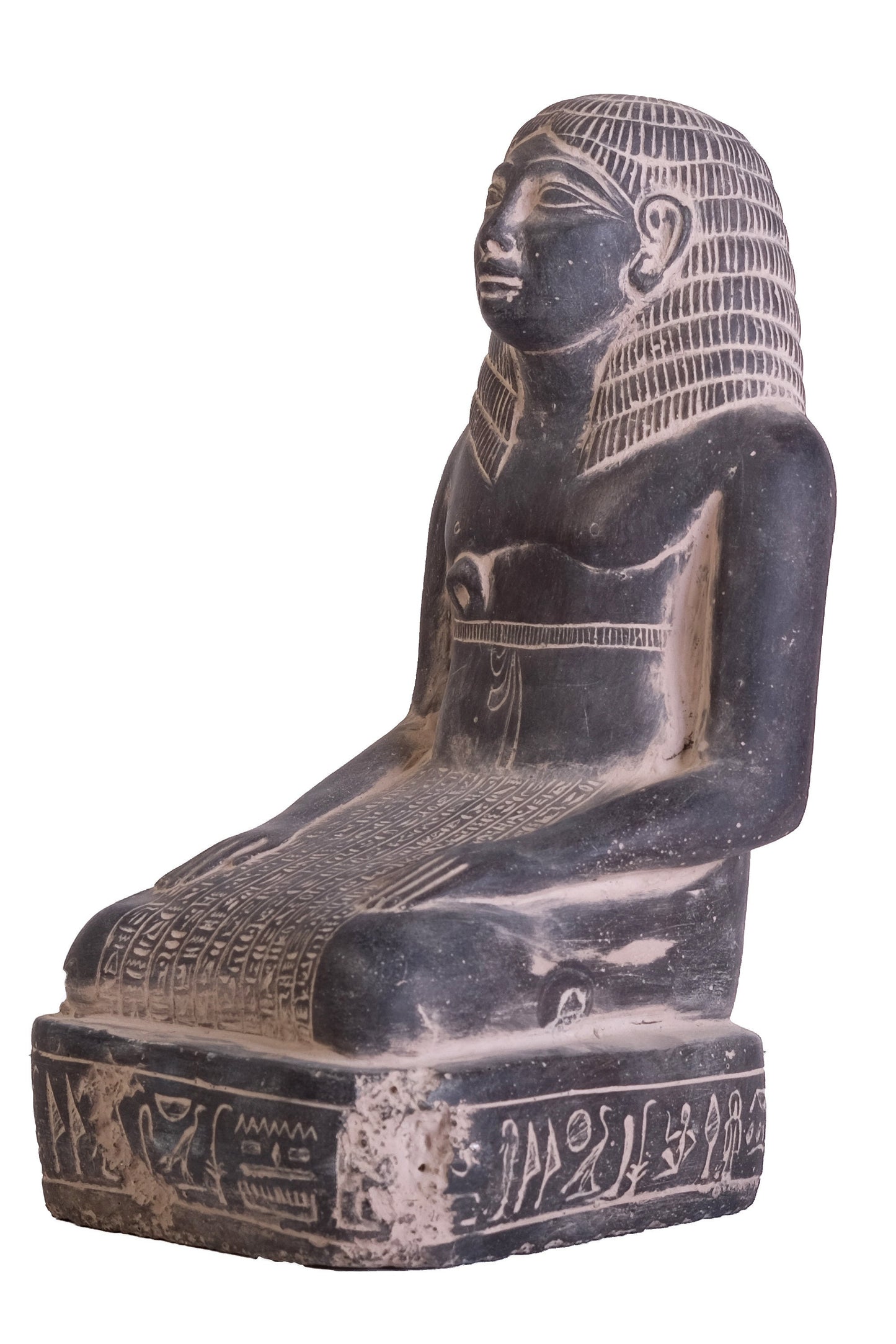 Statue of Amenhotep son of Hapu seated he was Architect for the king Amenhotep III's and chief of pharaoh made of heavy stone