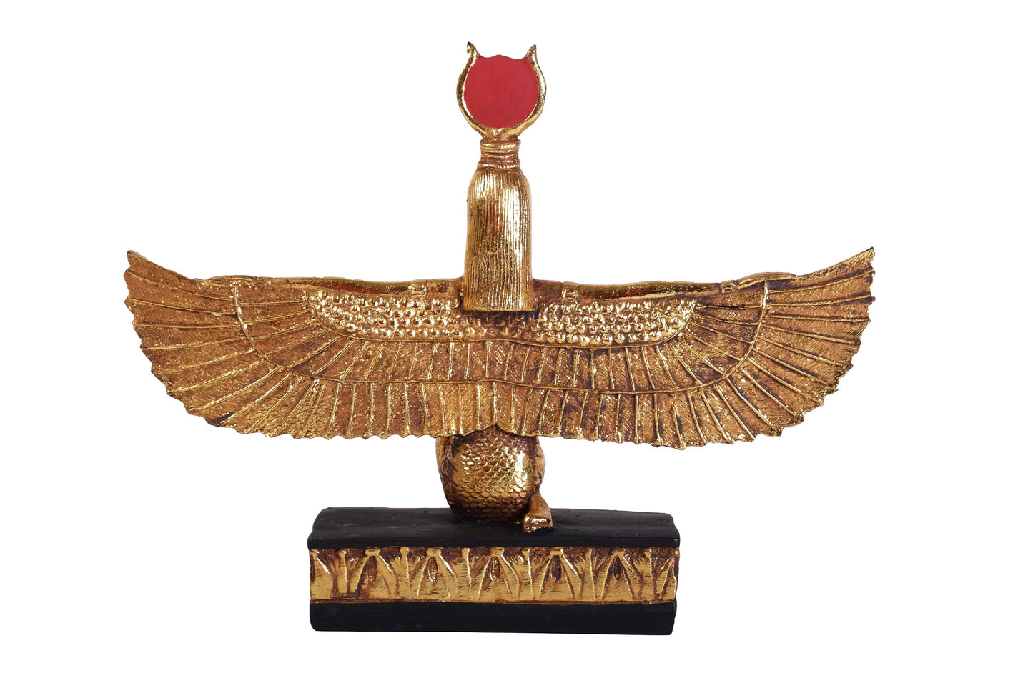 Statue of Goddess Isis open wings made of polystone with gold leaf hand Paint