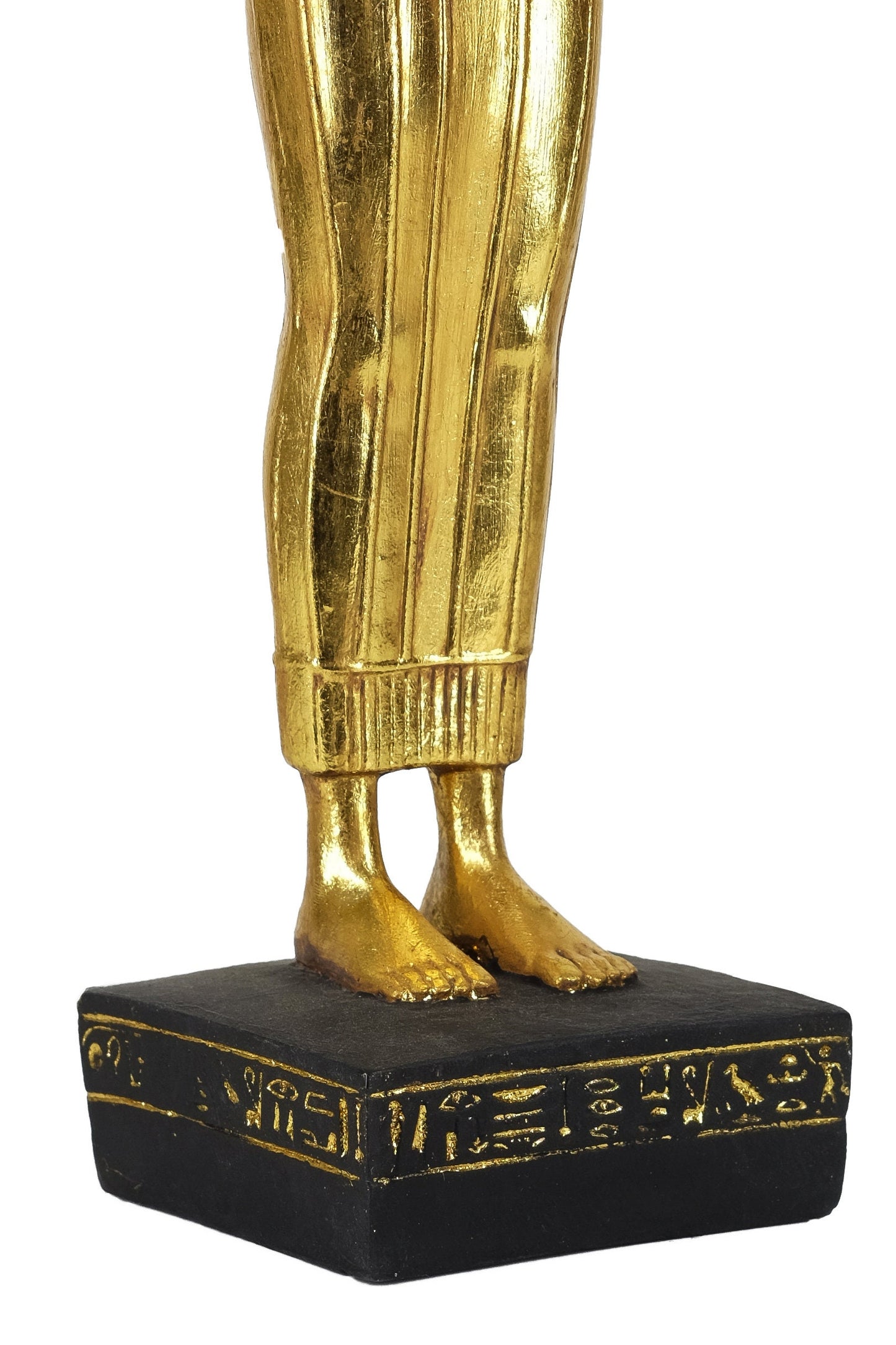 Statue of Egyptian Goddess cat Bastet standing joy love music holding Royal Ankh Large made of polystone with gold leaf hand paint