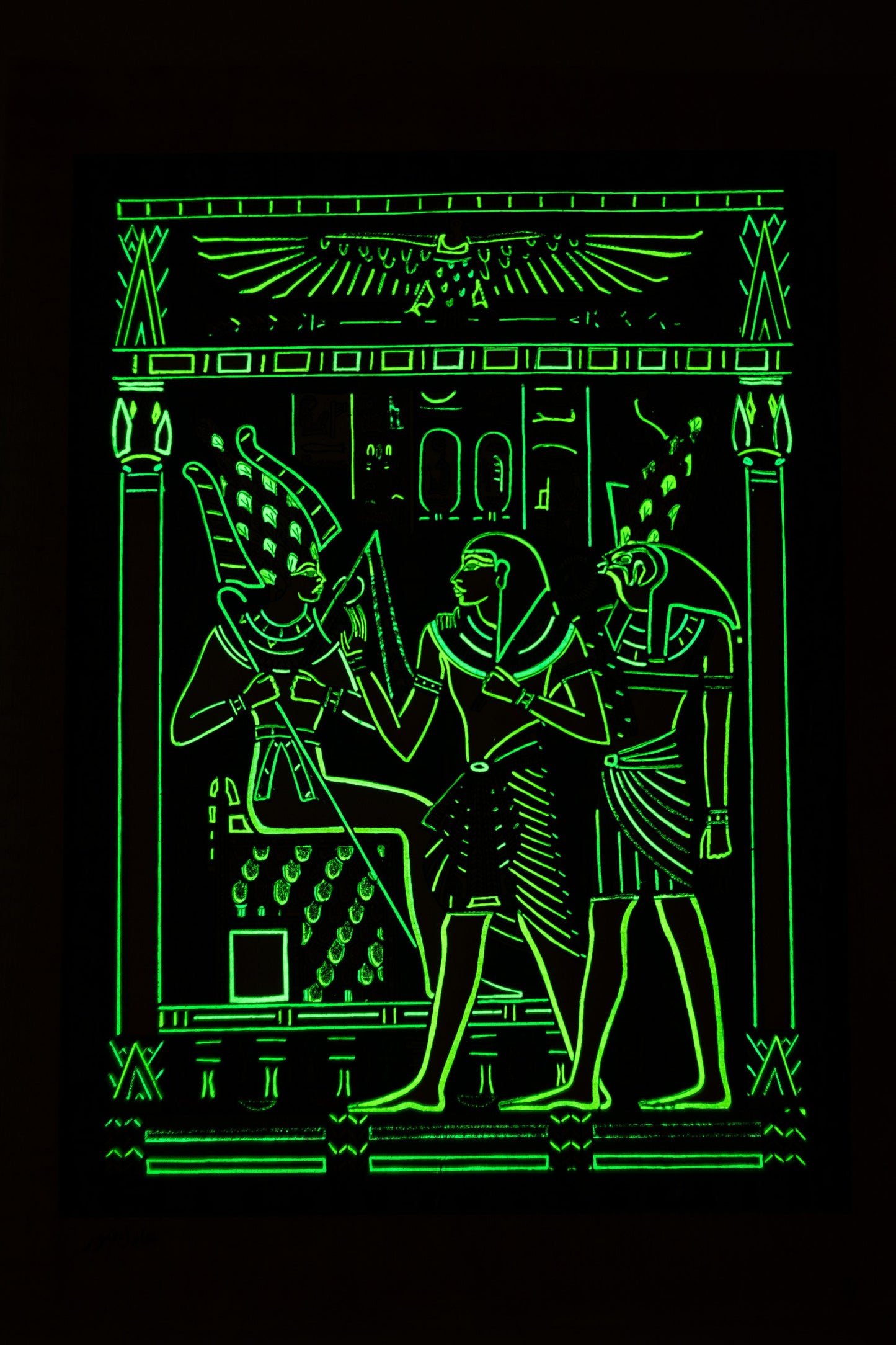 Egyptian pharaonic papyrus Certified glow at night with another picture