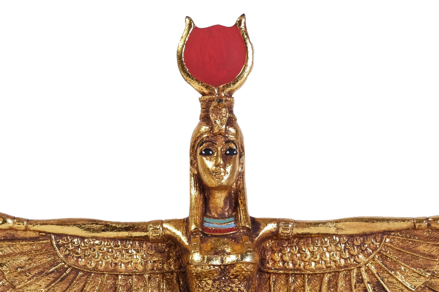 Statue of Goddess Isis open wings made of polystone with gold leaf hand Paint