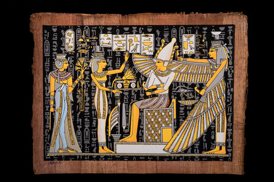 Egyptian pharaonic papyrus glow at night