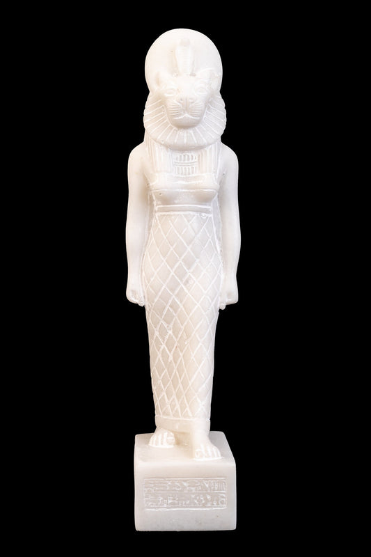 Ancient Egyptian statue of Goddess Sekhmet,whose Lioness head with a woman's body has the eye of the sun God, Pharaohs made of Marrmer