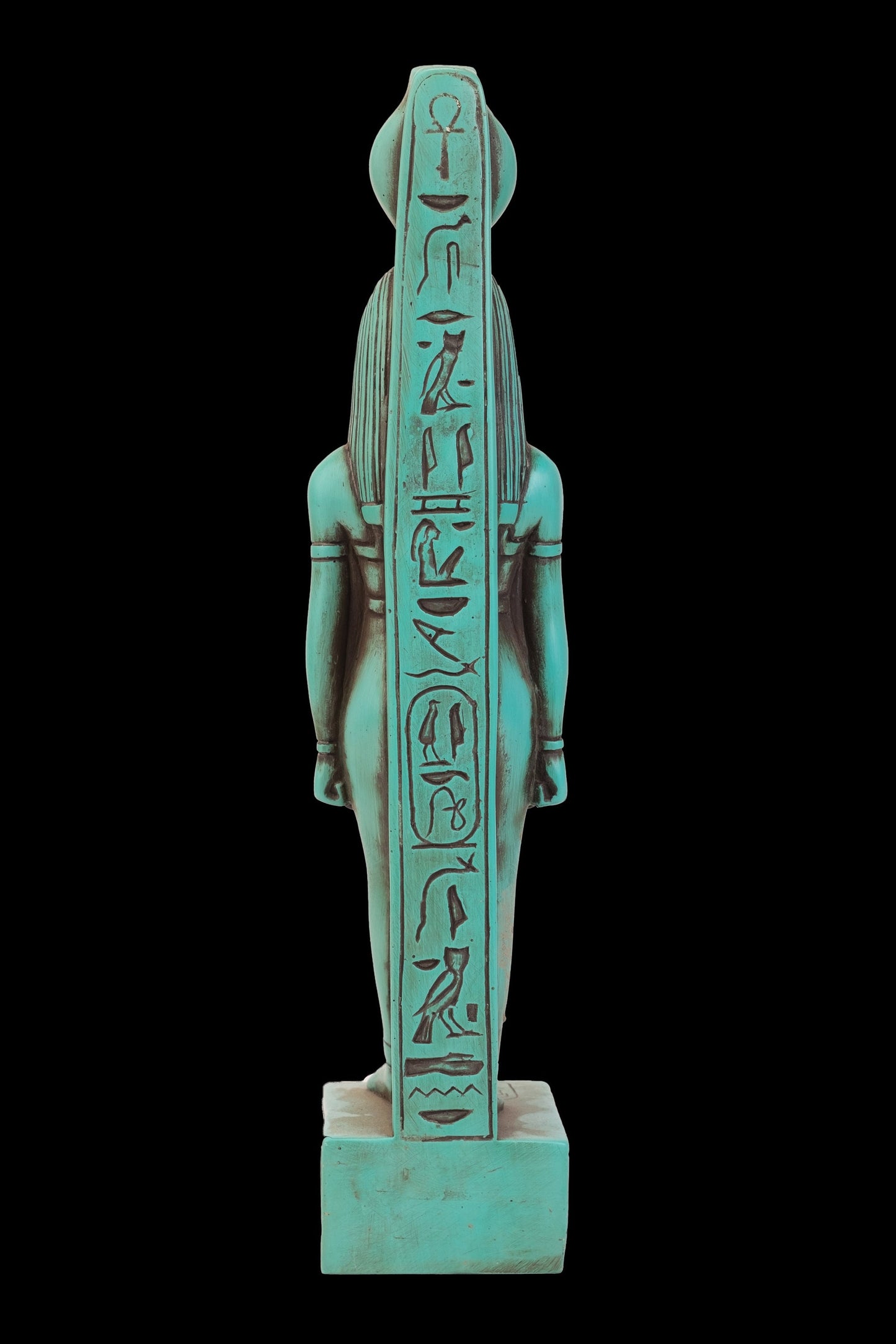 Statue of Egyptian Art Isis heavy stone green hand crafted