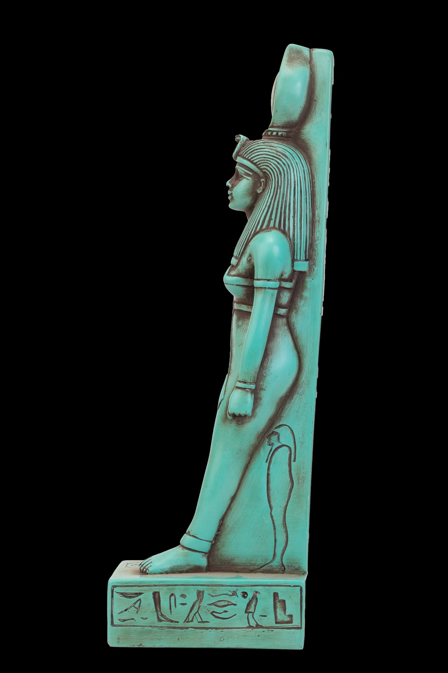 Statue of Egyptian Art Isis heavy stone green hand crafted