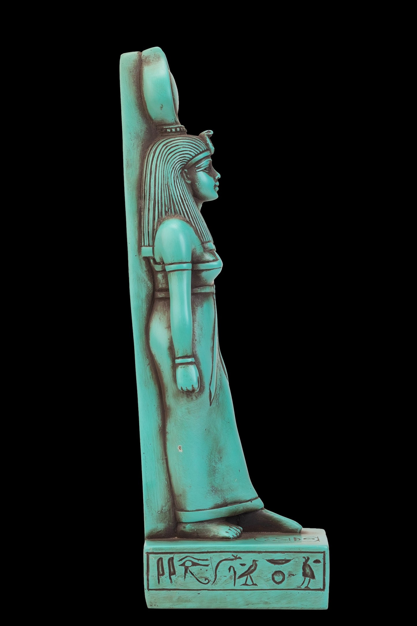 Statue of Egyptian Art Isis heavy stone green hand crafted