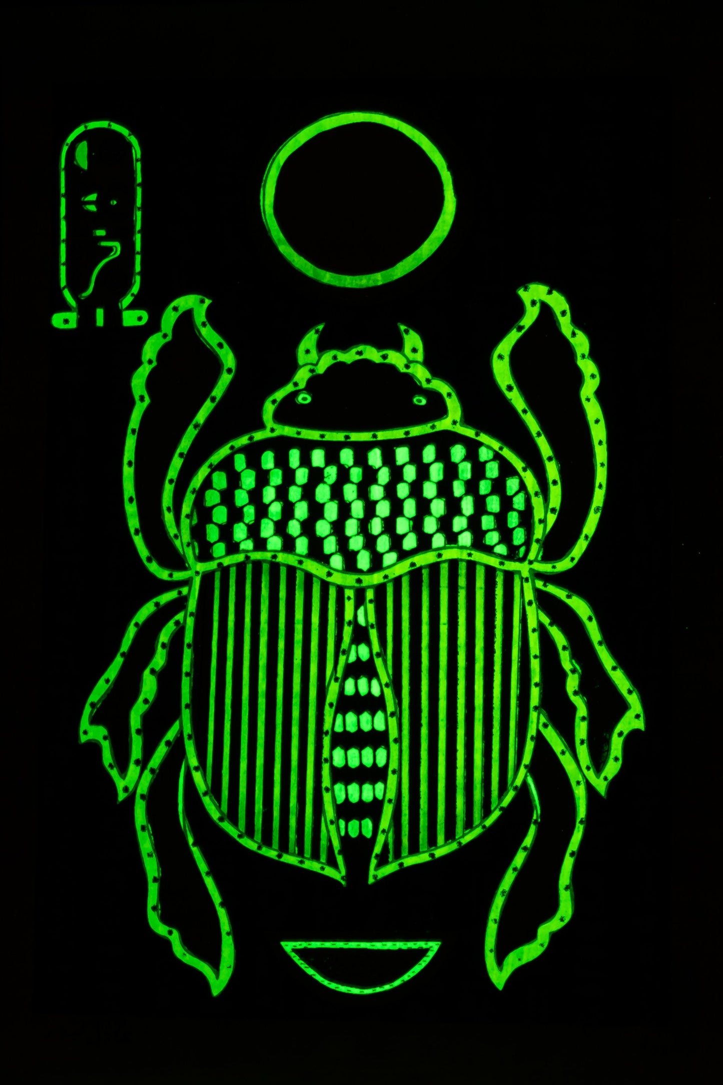 Egyptian pharaonic papyrus - Scarab - glow at dark - Certificated