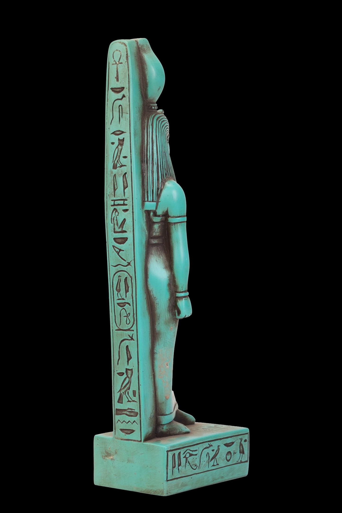 Statue of Egyptian Art Isis heavy stone green hand crafted