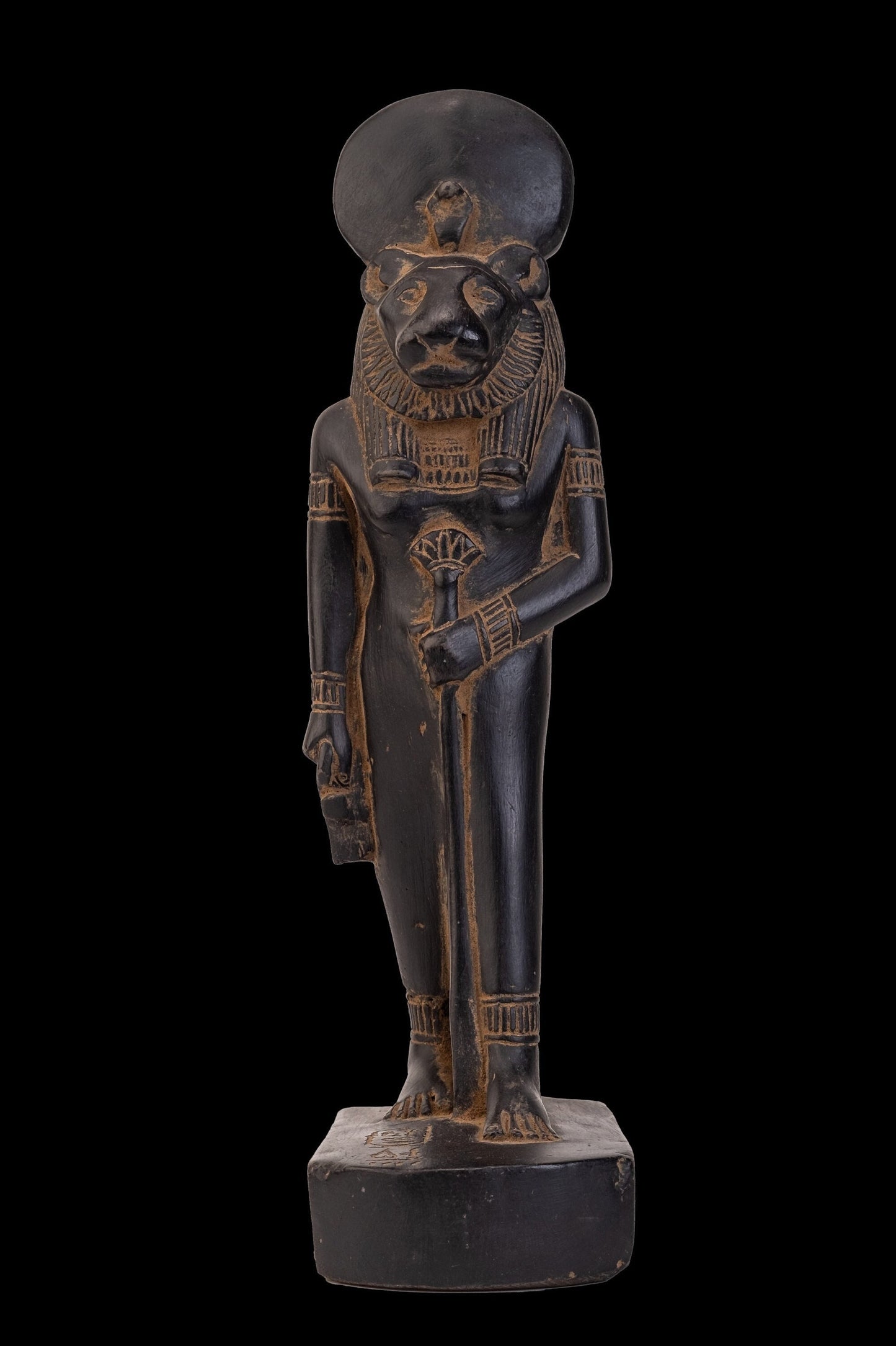 Ancient Egyptian statue of Sekhmet, whose Lioness head with a woman's body has the eye of the sun