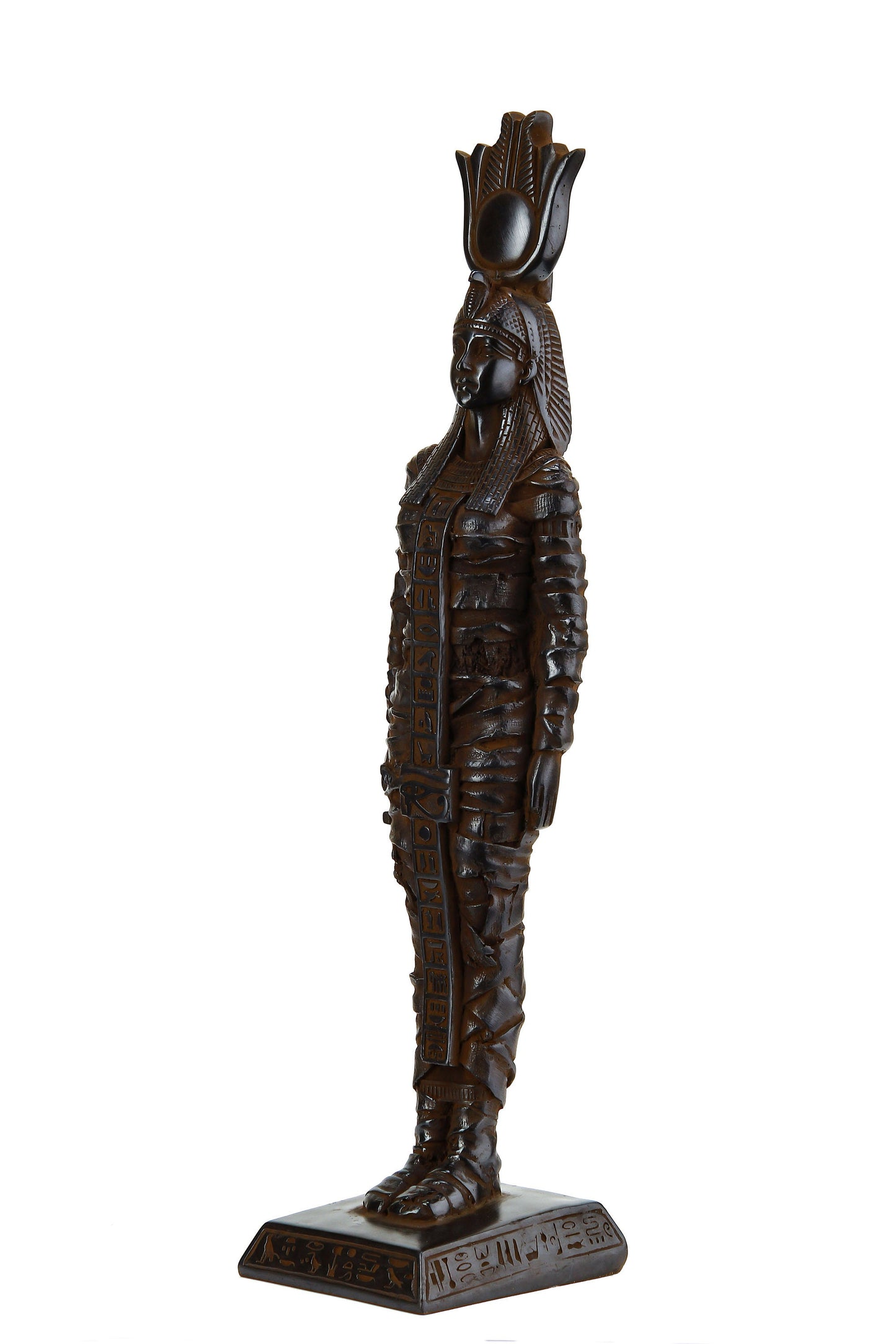 Large black Statue  of Goddess Isis in form of a mummy contains eye of Horus solid stone made in Egypt