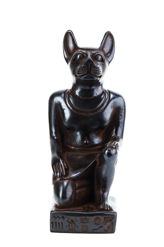 Ancient Egyptian statue of goddess Bastet cat seated made in Egypt