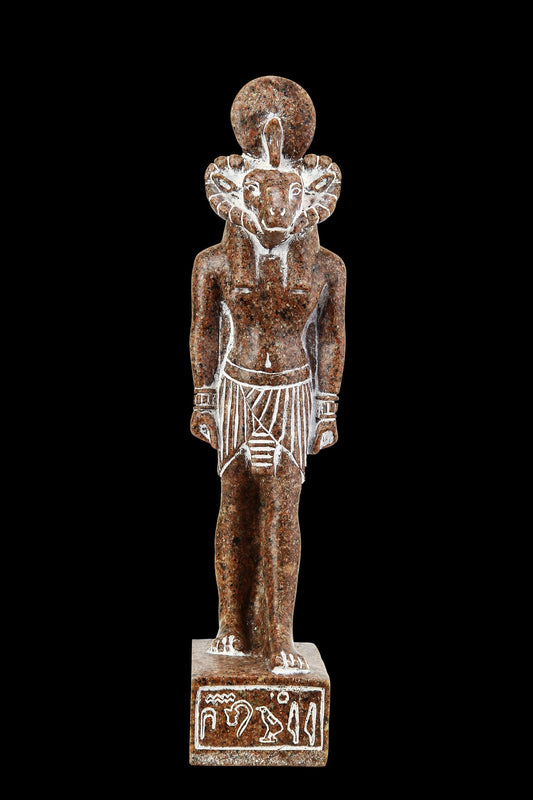 Statue of ancient Egyptian God Khnum granite stone made in Egypt