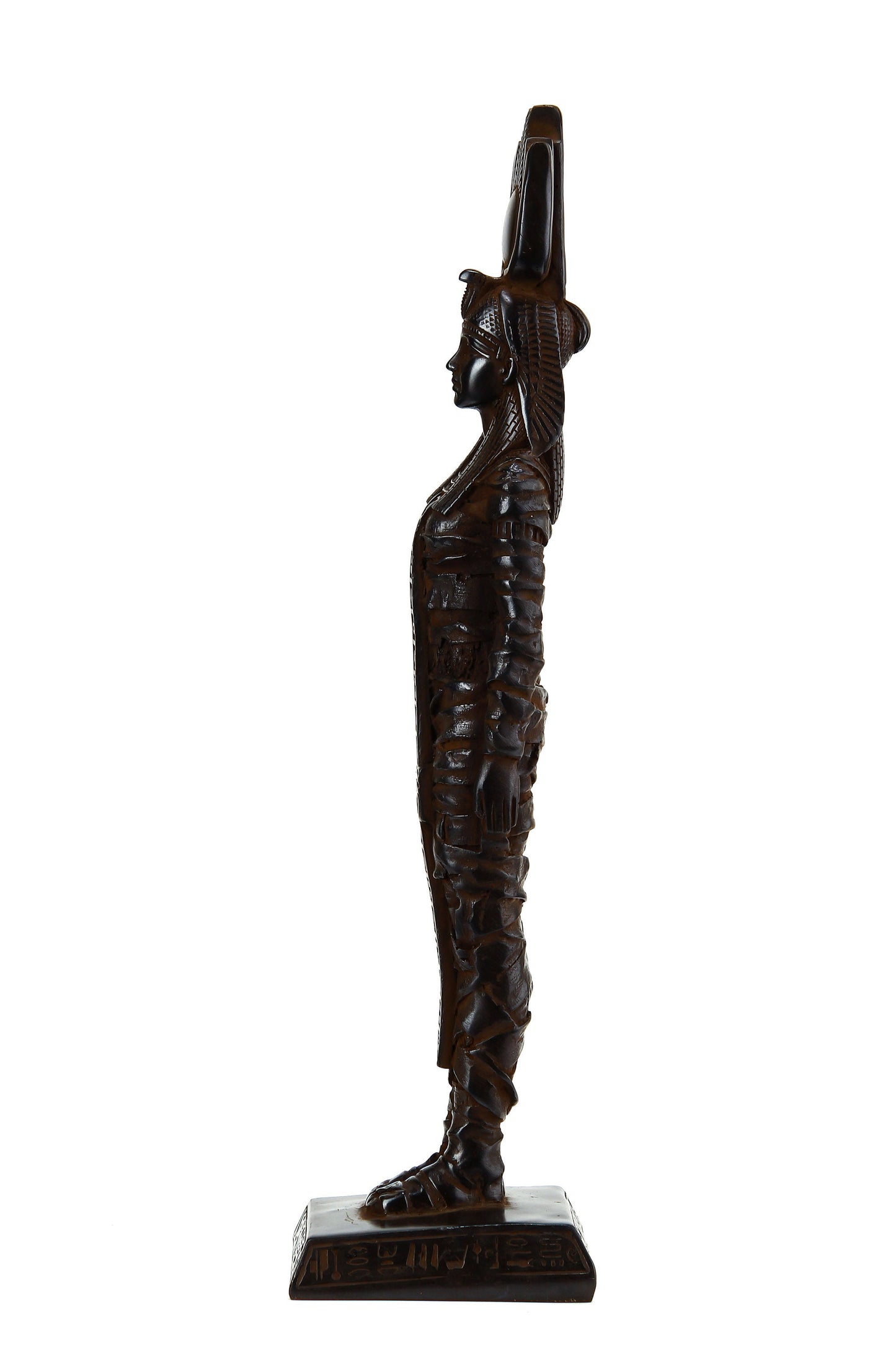 Large black Statue  of Goddess Isis in form of a mummy contains eye of Horus solid stone made in Egypt