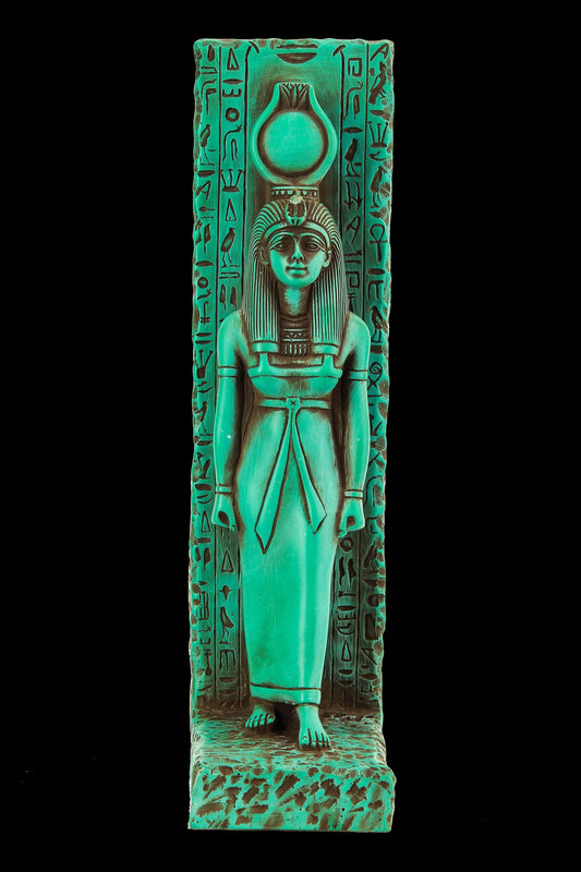 Ancient Egyptian statue of goddess Isis large Stela relief heavy sculpture green made in Egypt