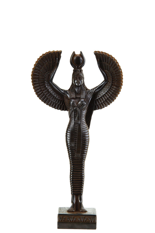 Egyptian statue of Isis wings Goddess of fertility and was also known as the goddess of motherhood, magic, death, healing, and rebirth