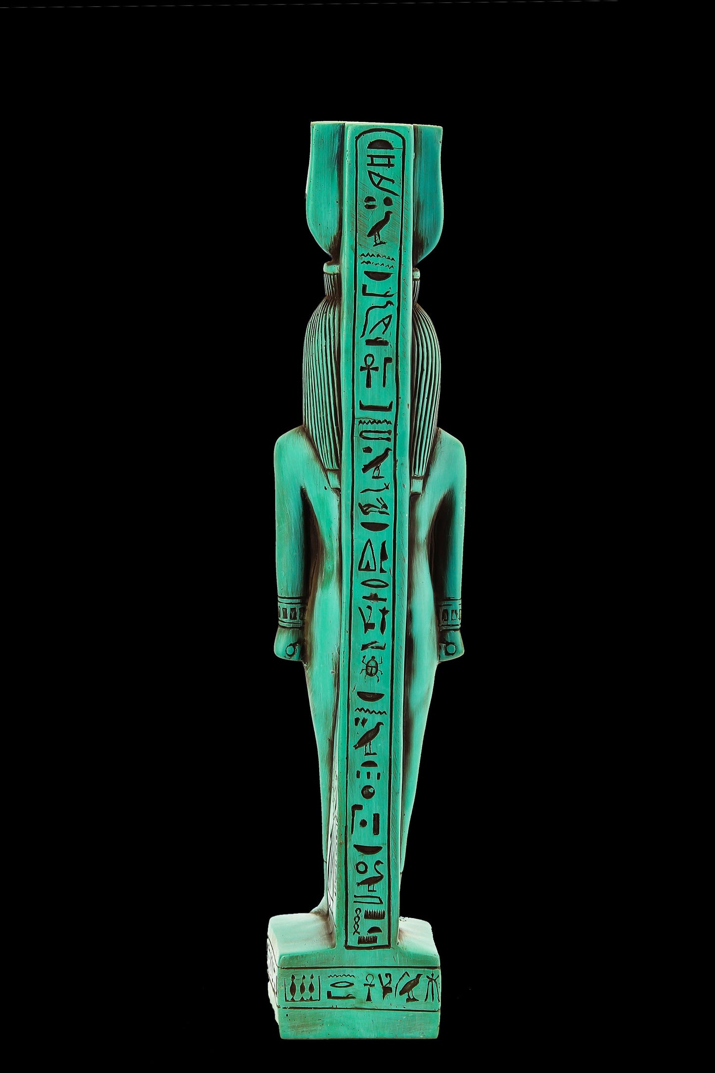 Vintage statue goddess Hathor large heavy green sculpture made in Egypt