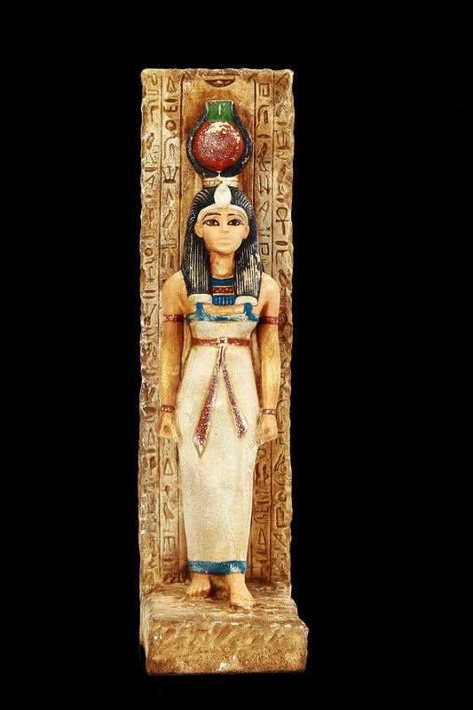 Ancient Egyptian statue of goddess Isis large Stela relief heavy sculpture handcrafted paint made in Egypt