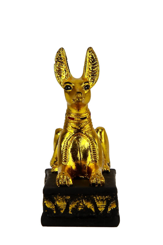 Ancient Egyptian statue of Anubis Jackal Dog gold leaf hand painted made in Egypt