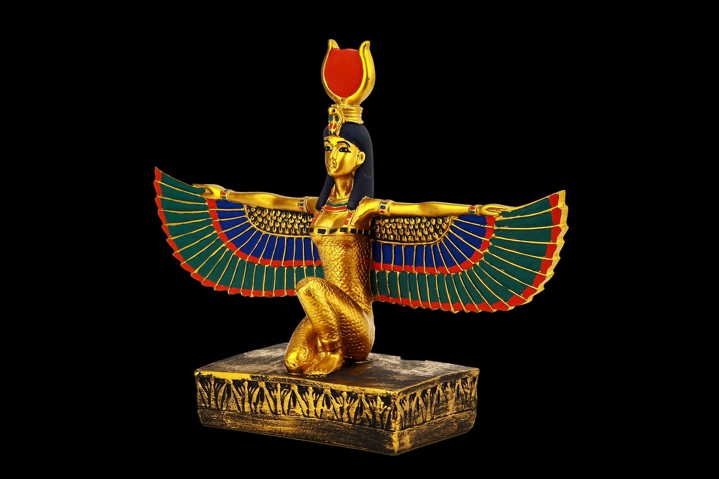 Egyptian statue of Isis wings goddess of fertility