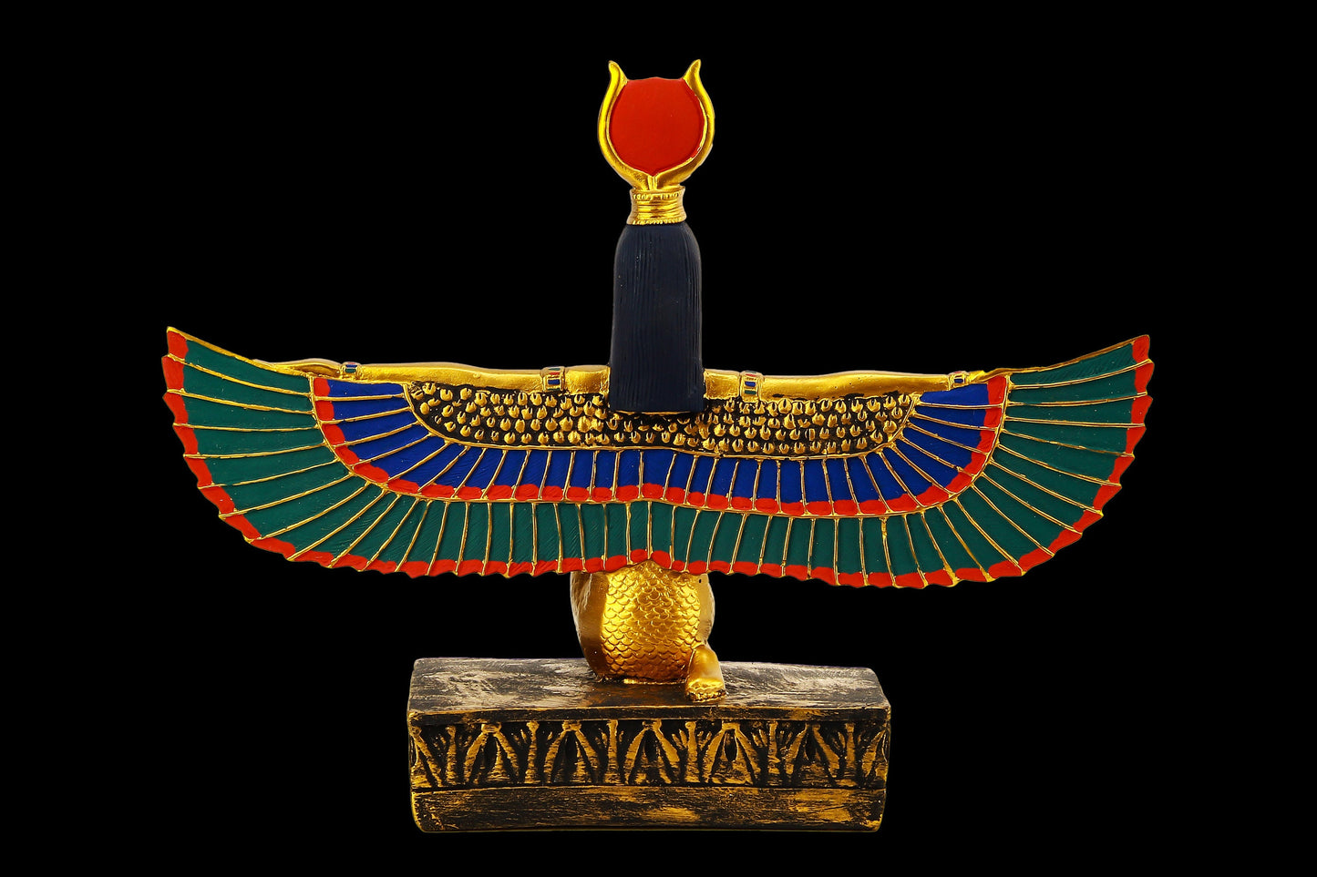 Egyptian statue of Isis wings goddess of fertility