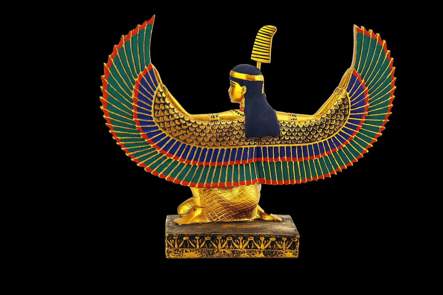 Egyptian Goddess Maat open wings statue sculpture hand painted made in Egypt. Maat was the goddess of harmony and Justice