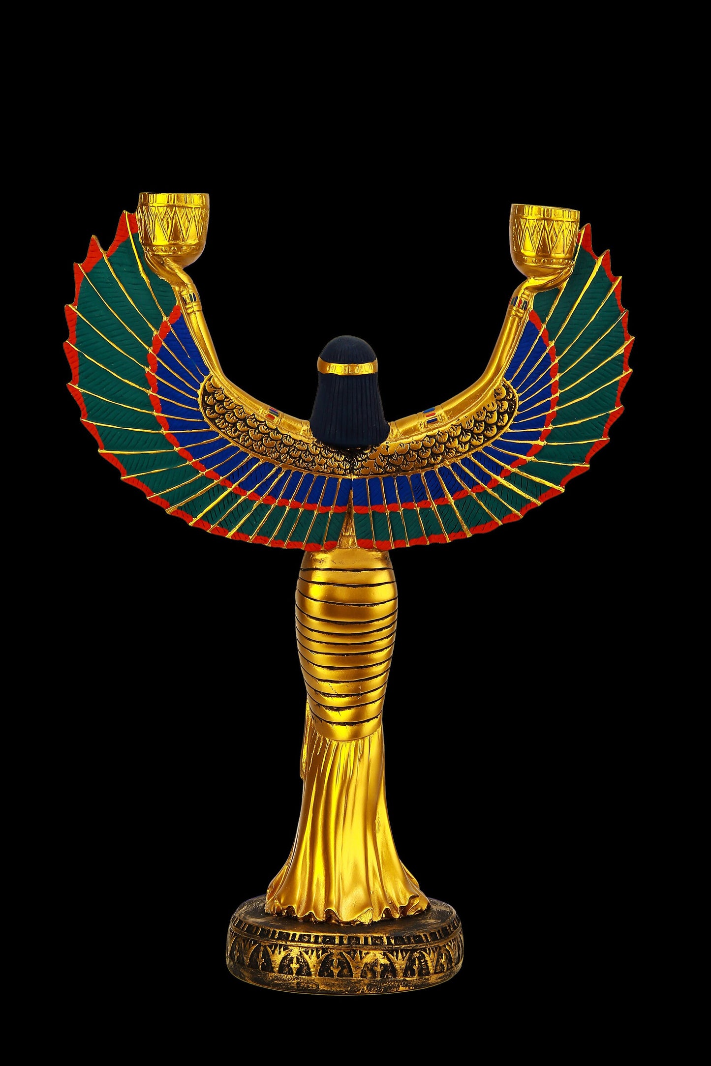 Statue Of Isis goddess wings large candlestick holder hand painted made in Egypt