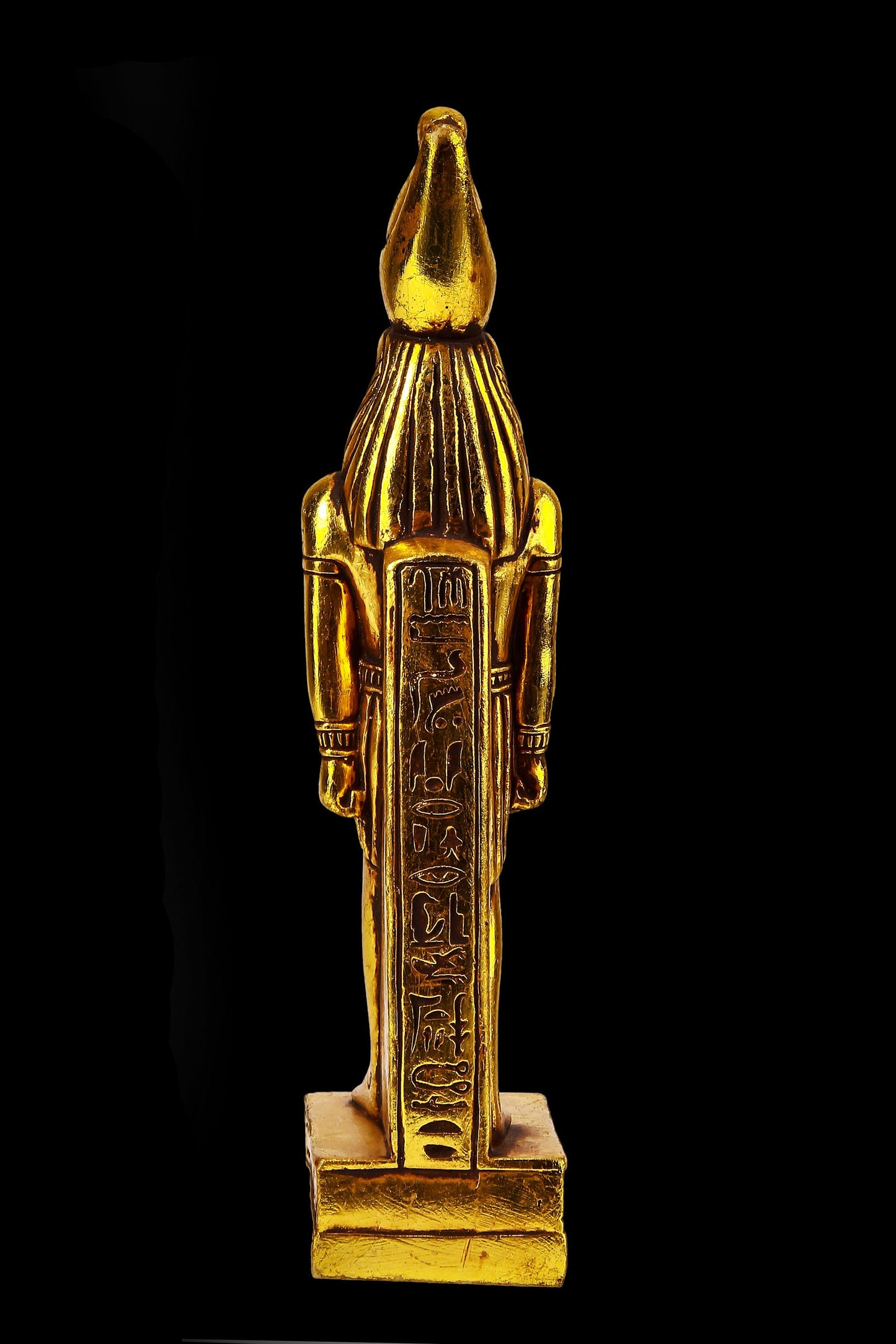 Ancient Egyptian Falcon Bird God Horus statue heavy stone gold leaf hand painted