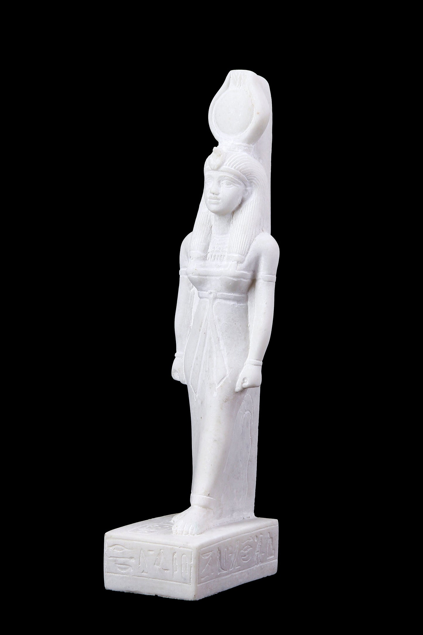 Ancient Egyptian statue of Isis white sculpture heavy marble stone made in Egypt