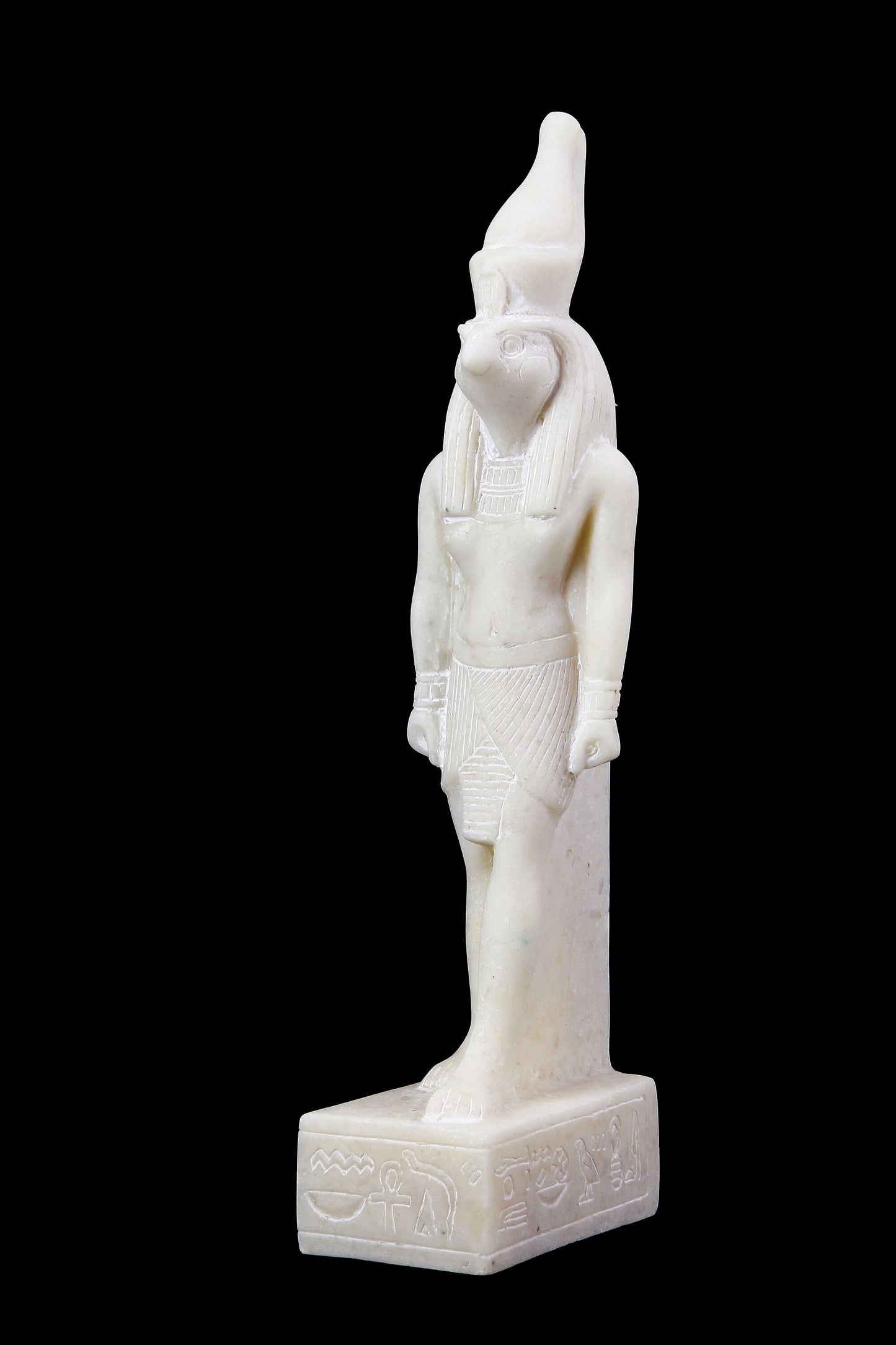 Ancient Egyptian Falcon Bird God Horus white sculpture heavy marble stone made in Egypt