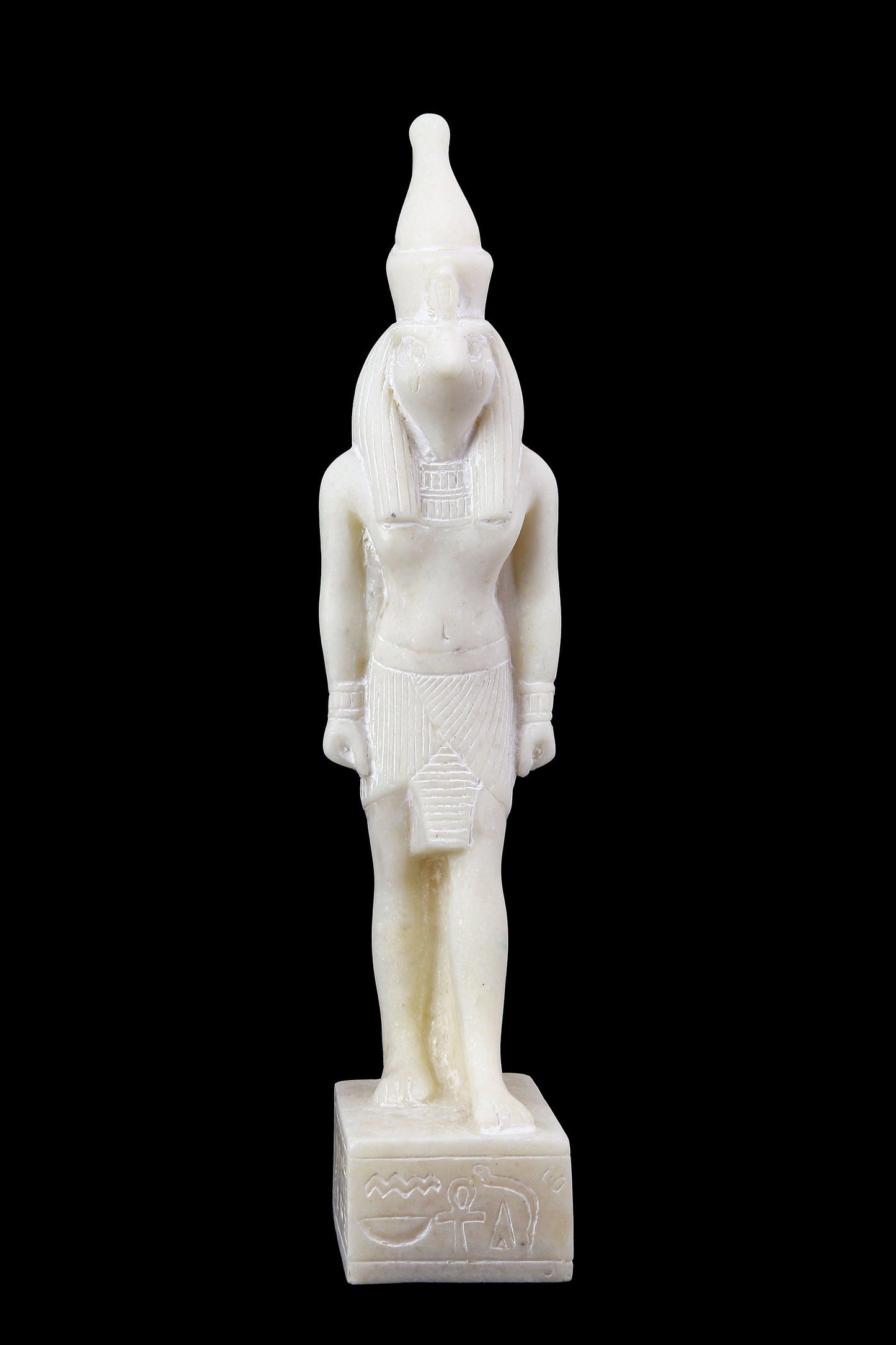 Ancient Egyptian Falcon Bird God Horus white sculpture heavy marble stone made in Egypt