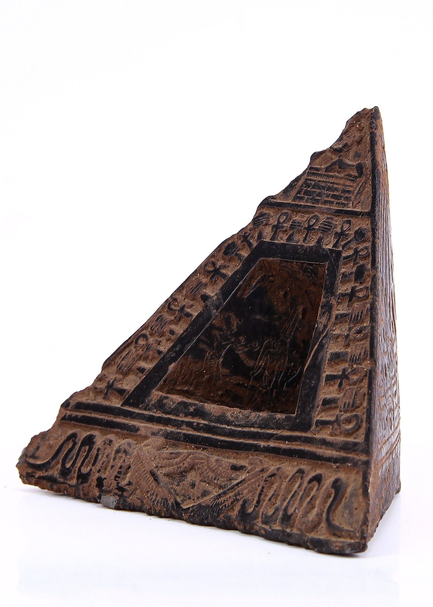 Ancient Egyptian pyramid of Giza with three side Egyptian Gods and decorations for better sleep and deeper meditation. Made in Egypt.