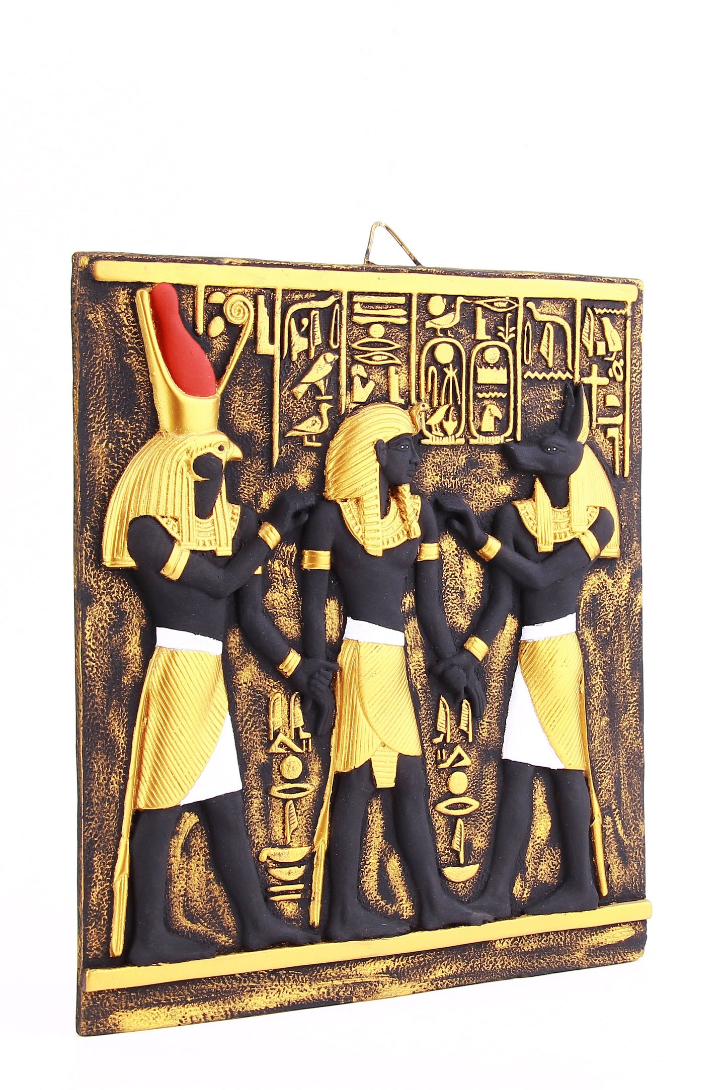 Wall hanging god Anubis and Horus Blessing Ramesses II (temple Abu Simbel) handcrafted paint - Made in Egypt