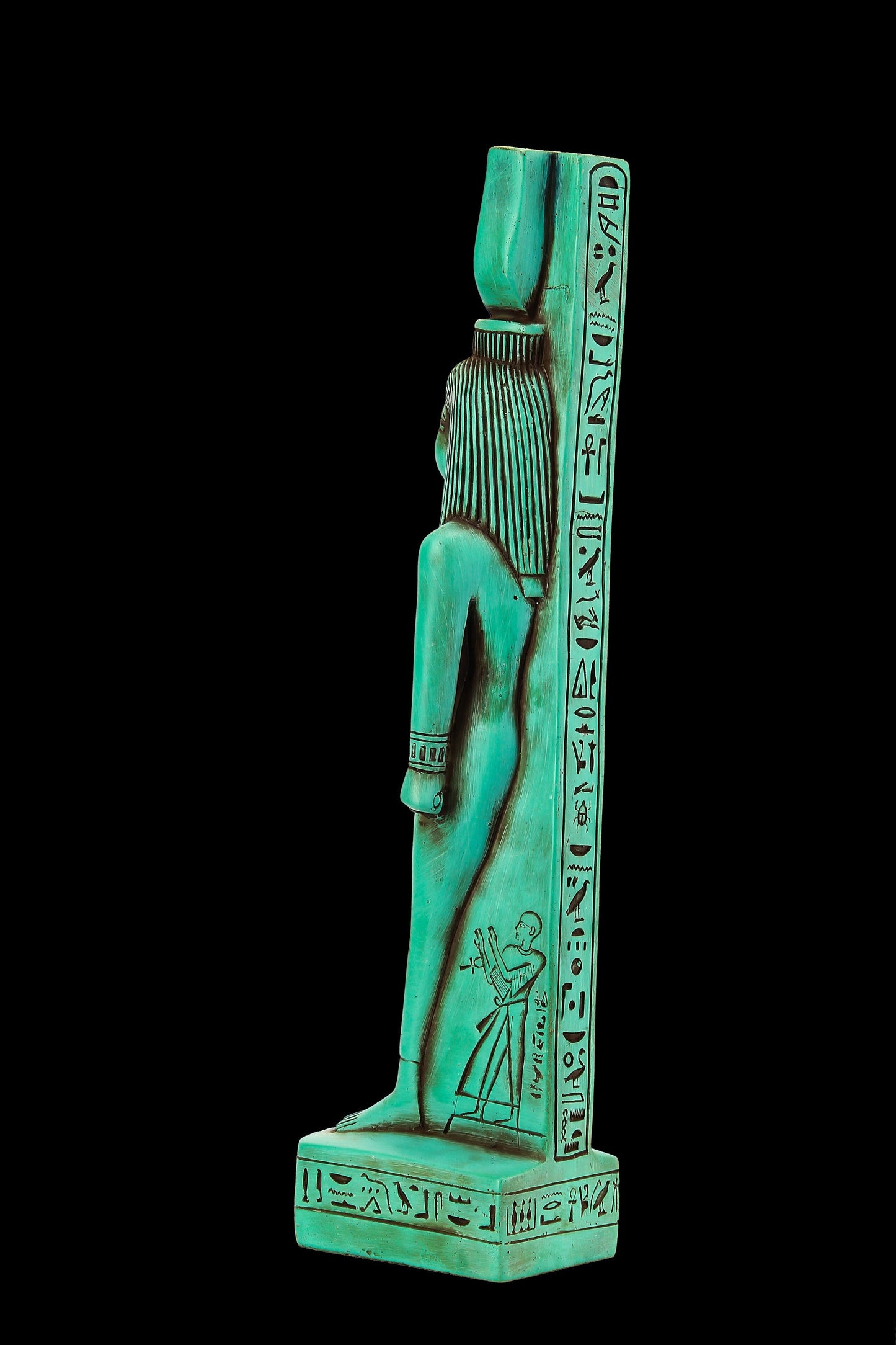 Vintage statue goddess Hathor large heavy green sculpture made in Egypt