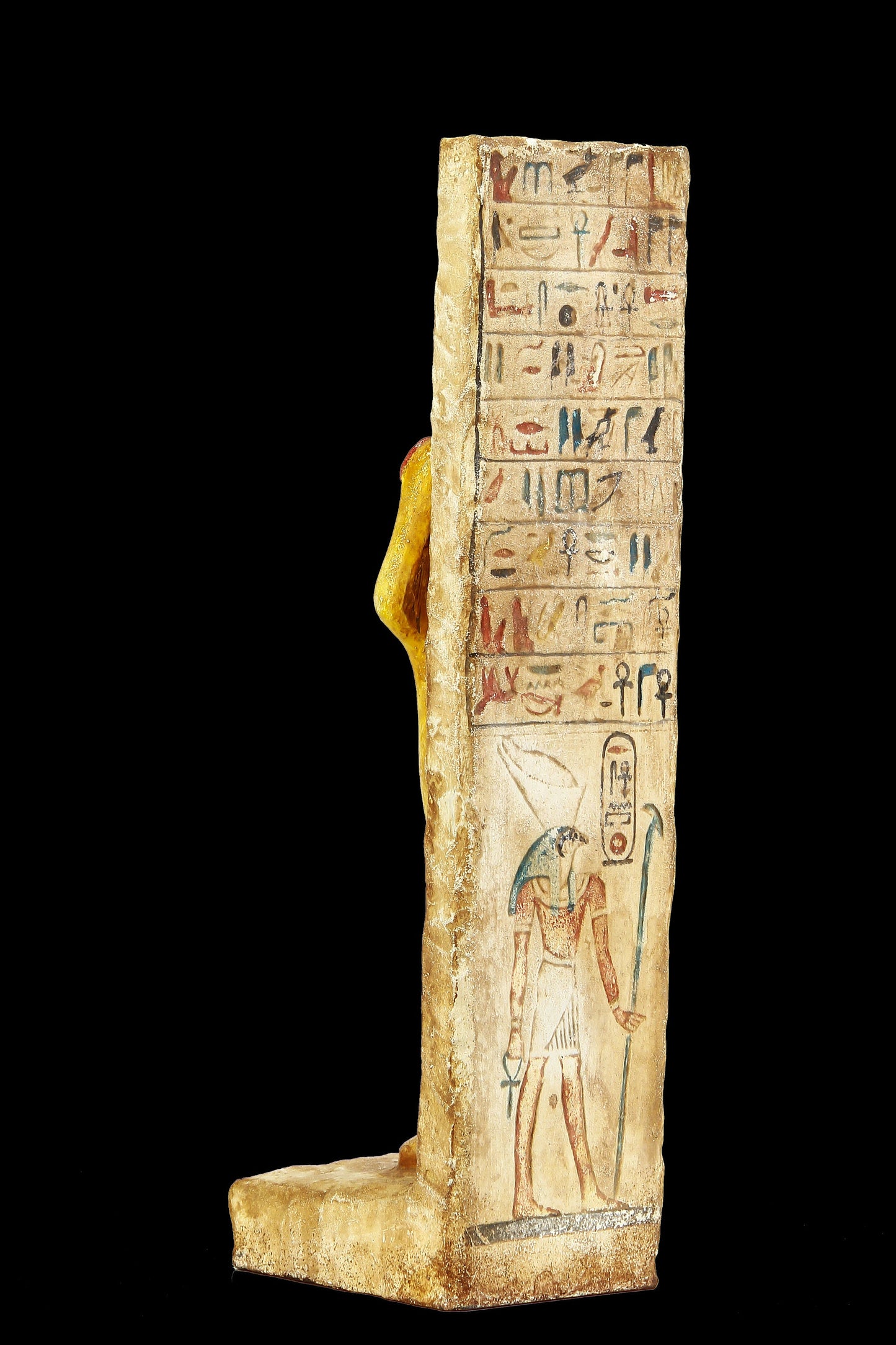 Statue Osiris large stela relief heavy stone handcrafted paint pharaonic sculpture with inscription Horus made in Egypt