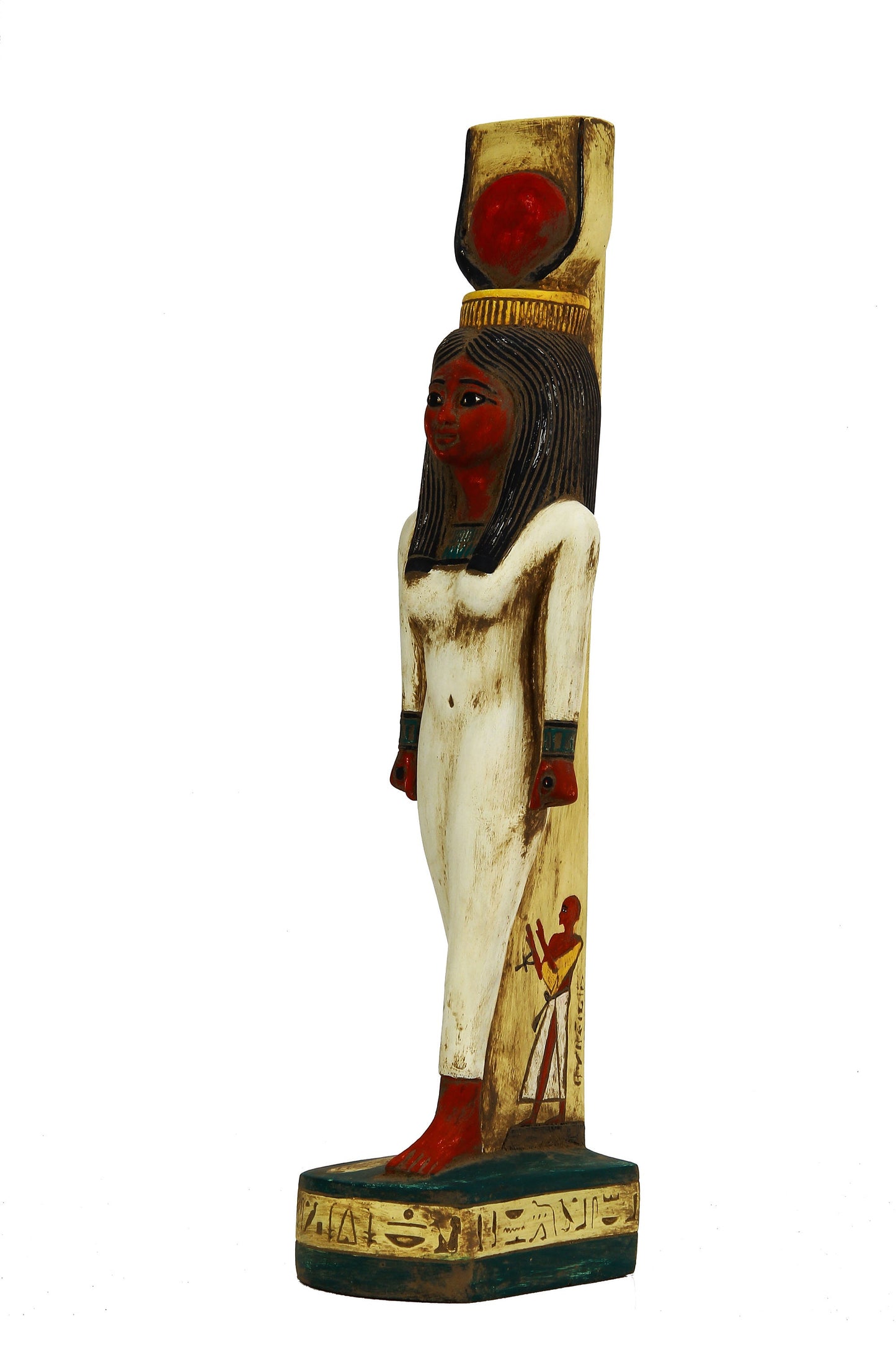 Vintage statue Hathor large heavy stone sculpture handcrafted paint made in Egypt