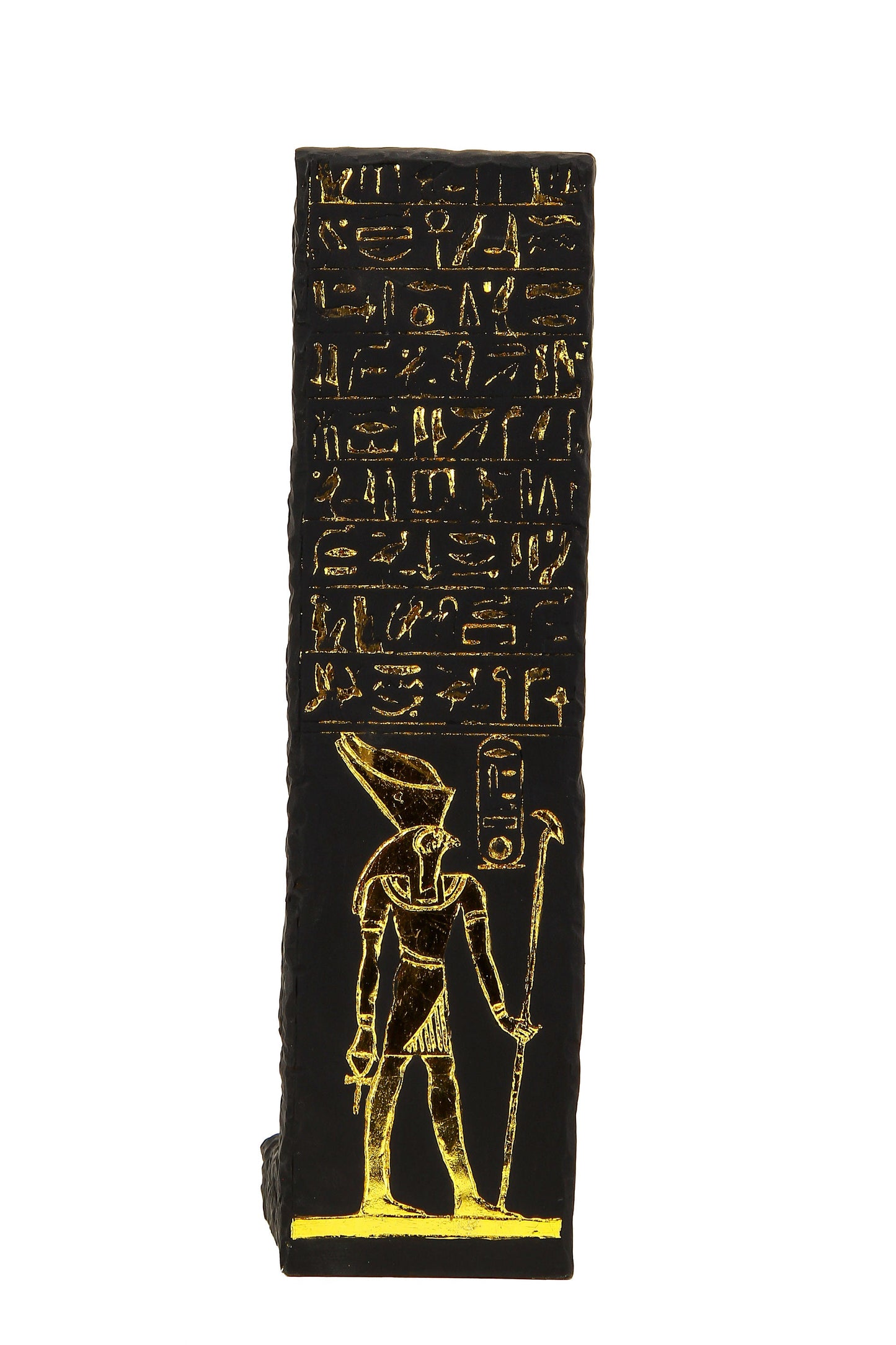 statue of goddess Isis large Stela relief heavy sculpture black handcrafted with gold leaf hand painted made in Egypt