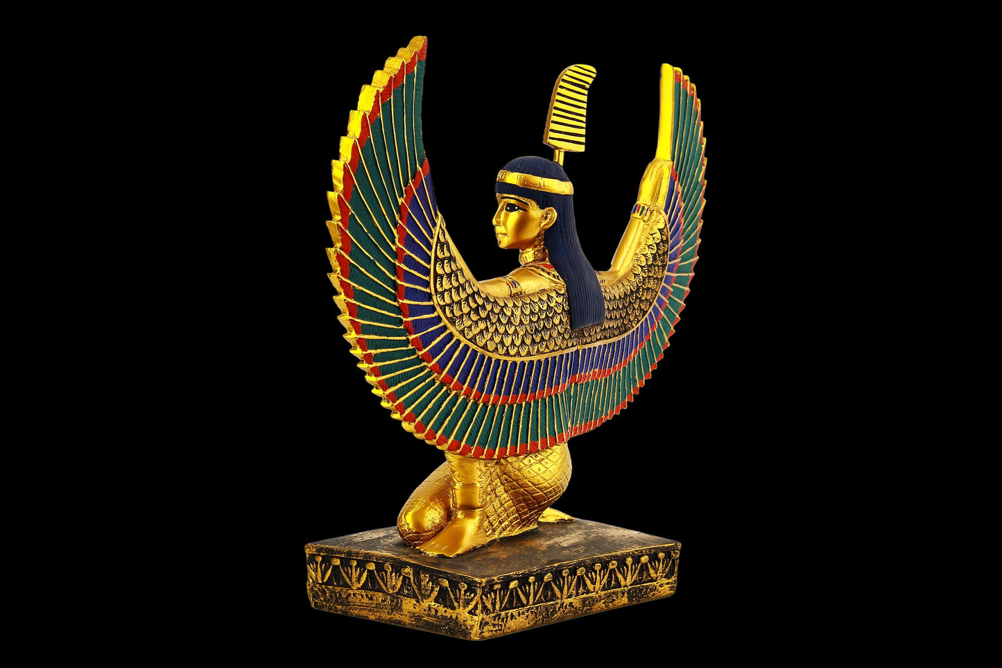 Egyptian Goddess Maat open wings statue sculpture hand painted made in Egypt. Maat was the goddess of harmony and Justice