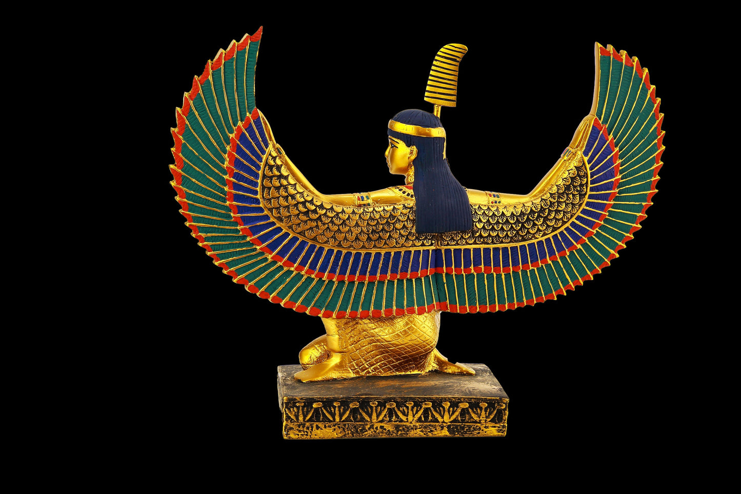 Egyptian Goddess Maat open wings statue sculpture hand painted made in Egypt. Maat was the goddess of harmony and Justice