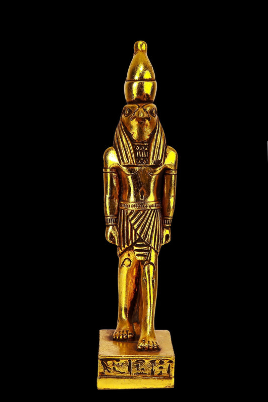 Ancient Egyptian Falcon Bird God Horus statue heavy stone gold leaf hand painted