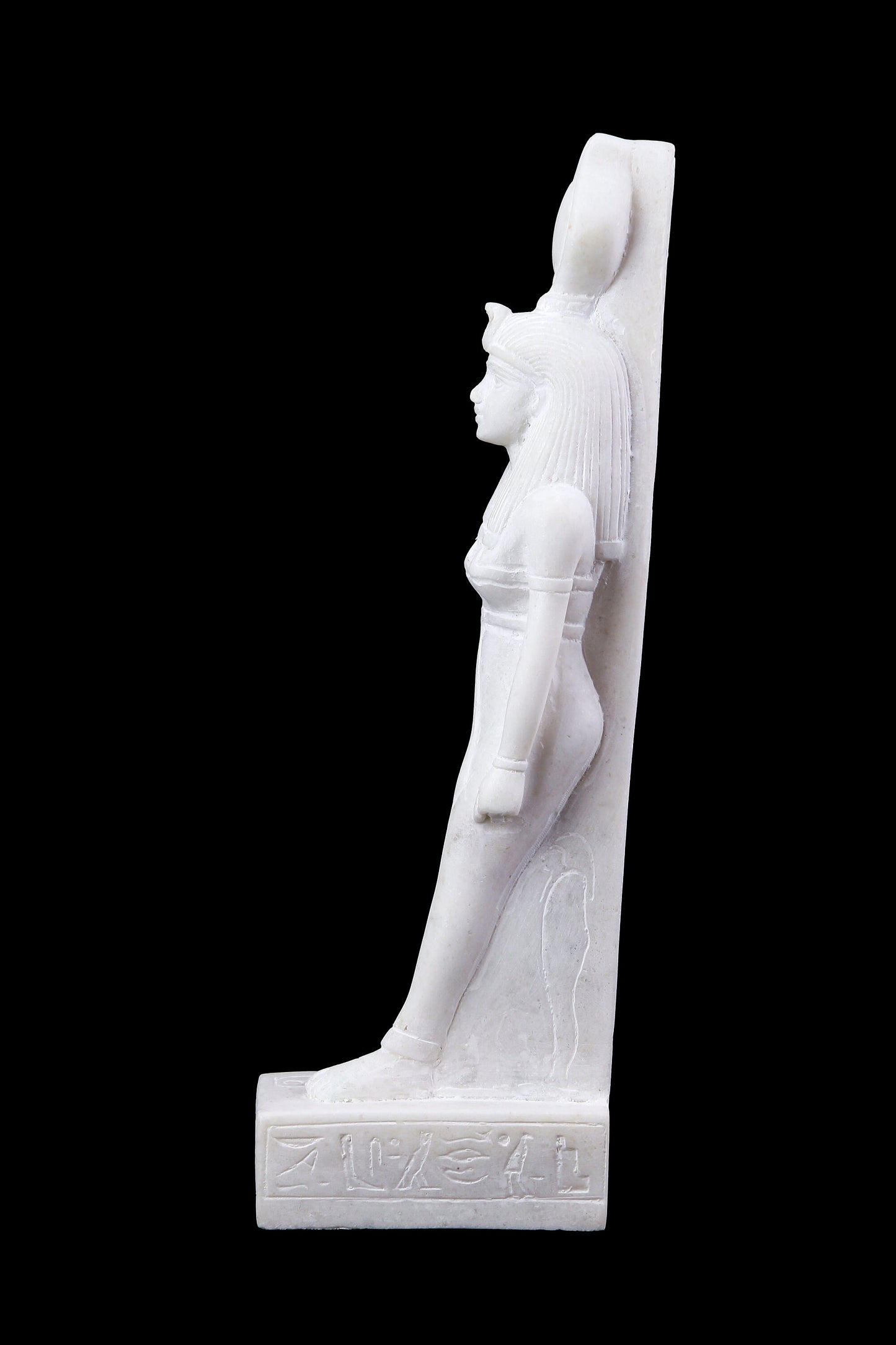 Ancient Egyptian statue of Isis white sculpture heavy marble stone made in Egypt