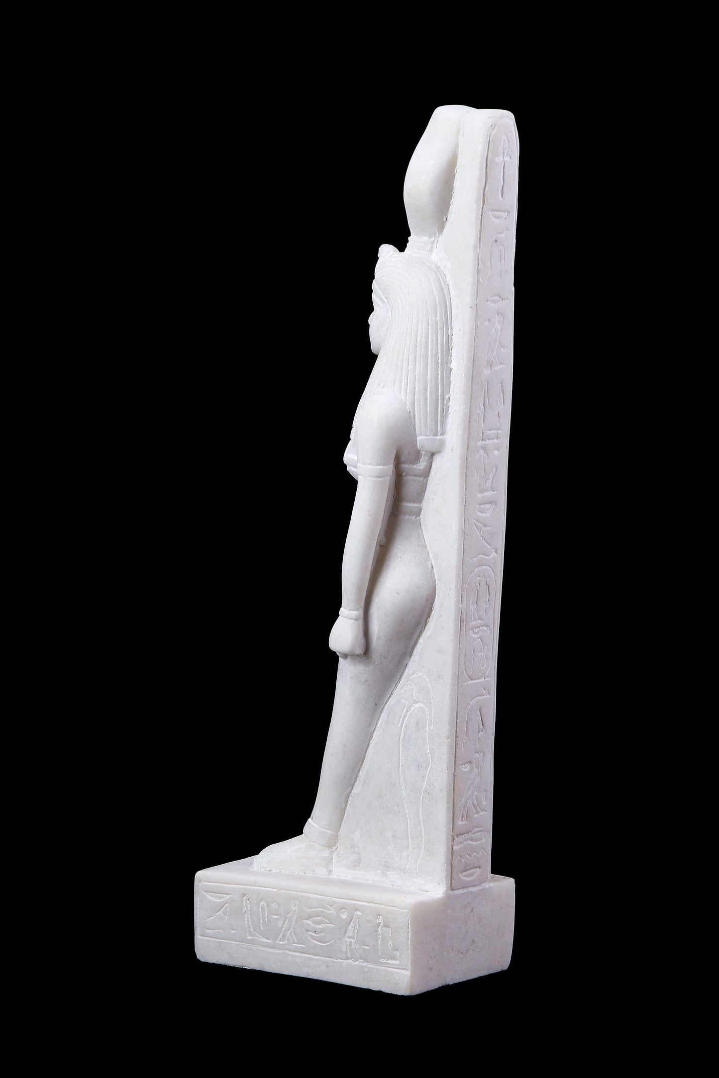 Ancient Egyptian statue of Isis white sculpture heavy marble stone made in Egypt