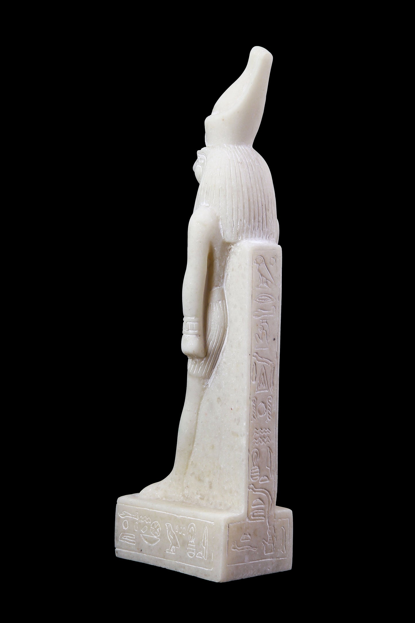 Ancient Egyptian Falcon Bird God Horus white sculpture heavy marble stone made in Egypt